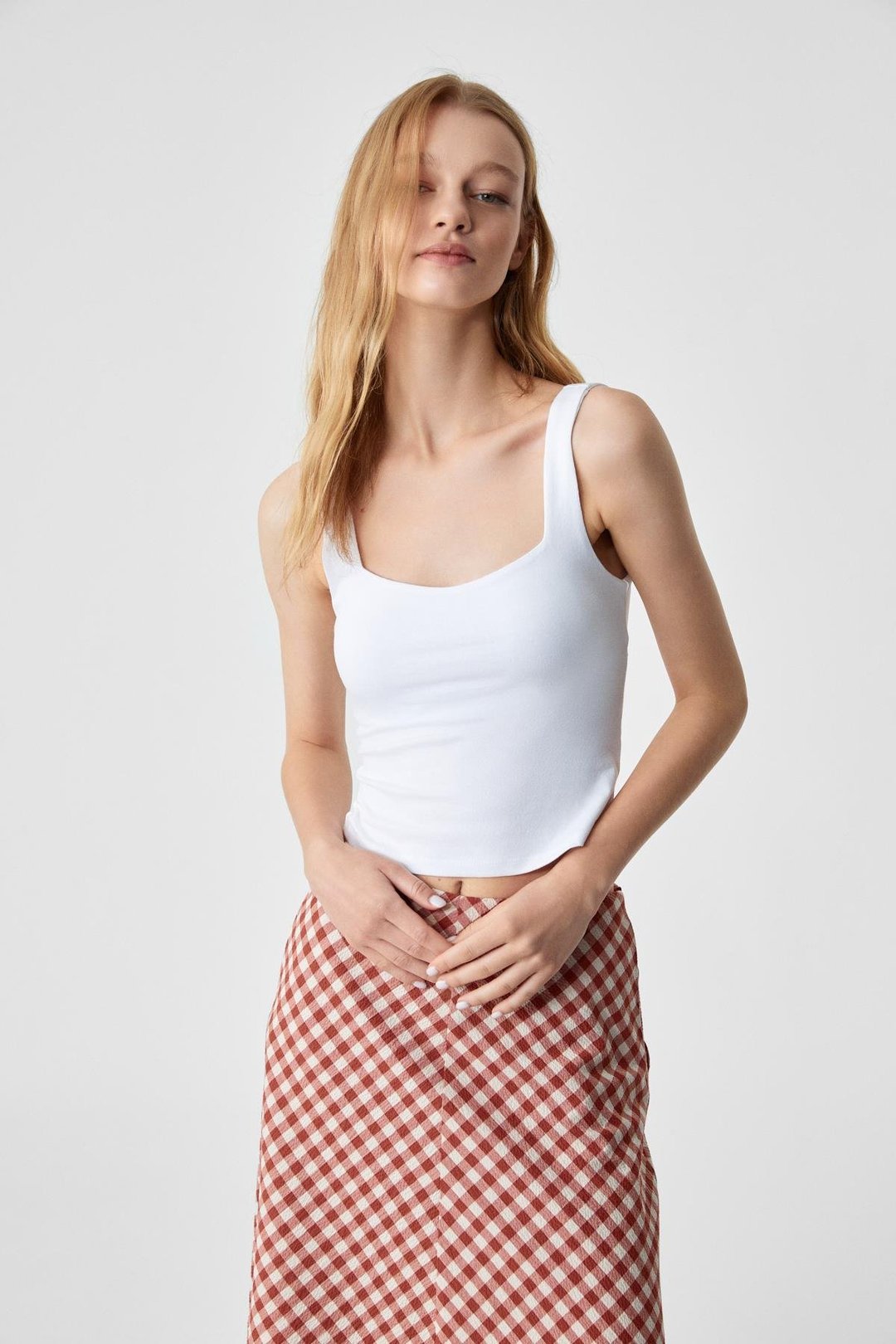 SANUKI Kadın Slim Kısa Oyuk Yaka Beyaz Büstiyer