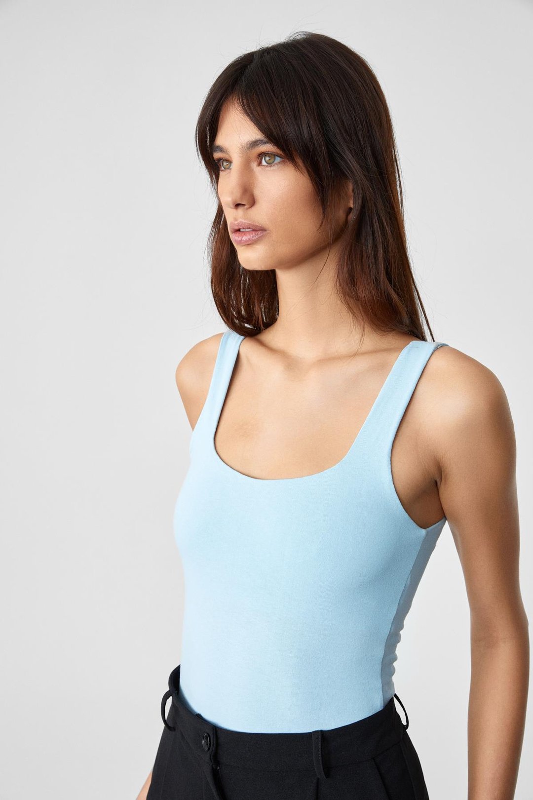 SANUKI Kadın Slim Kısa Oyuk Yaka Mavi Büstiyer