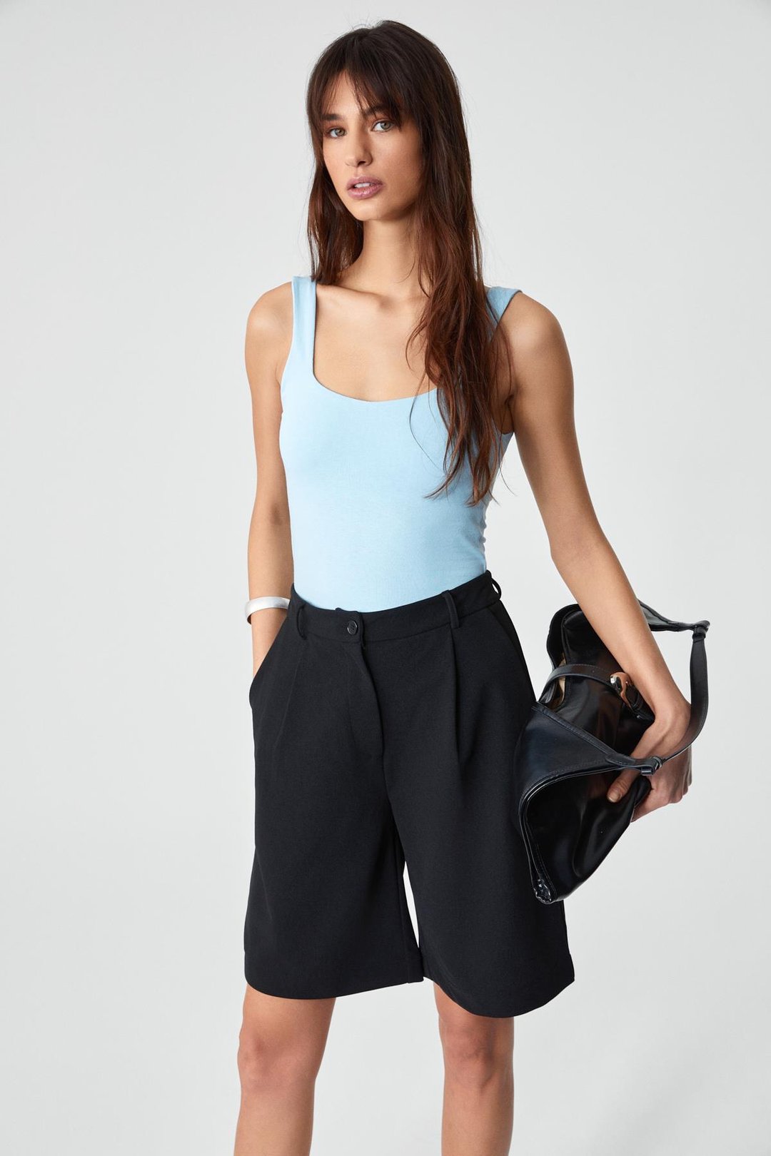 SANUKI Kadın Slim Kısa Oyuk Yaka Mavi Büstiyer