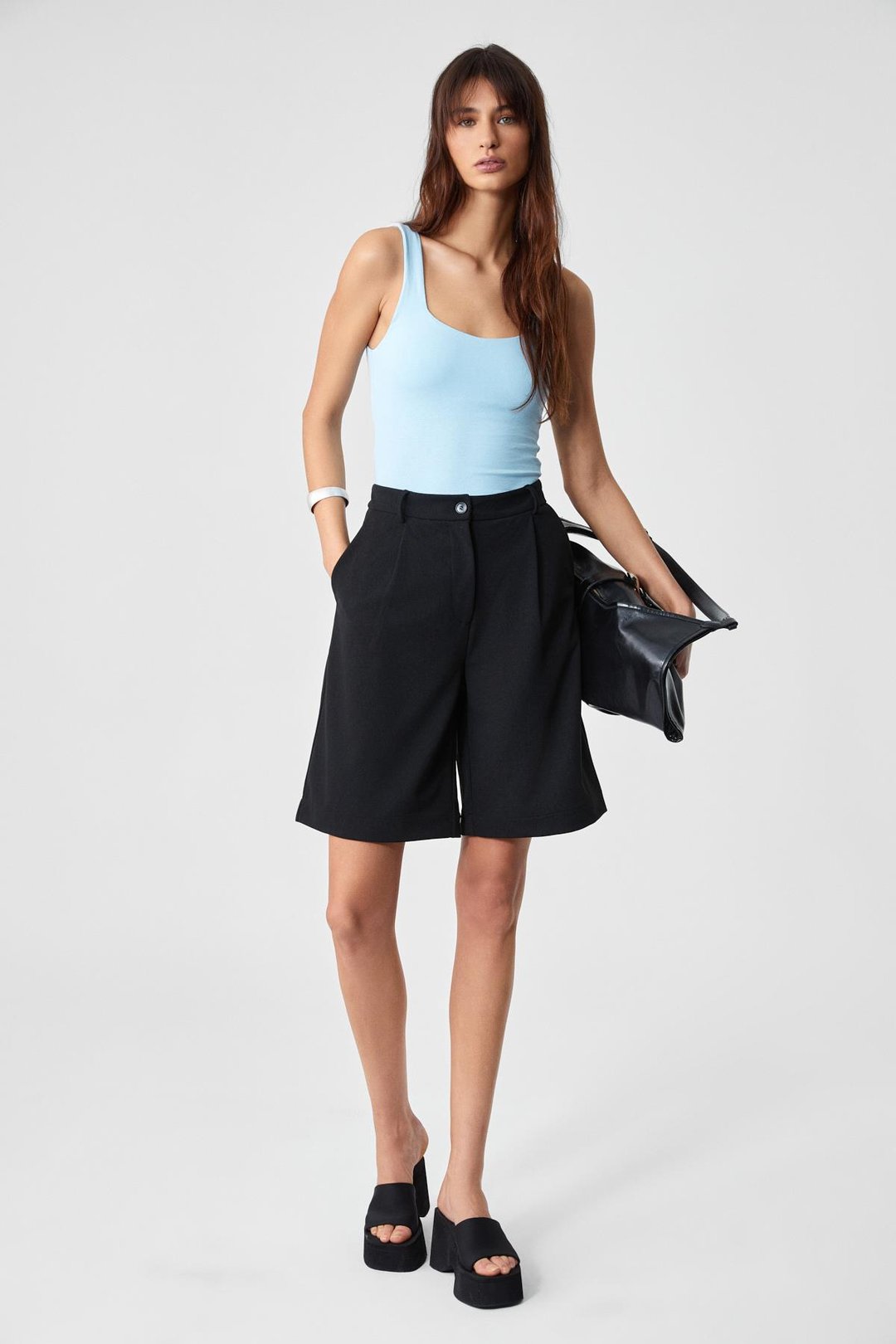 SANUKI Kadın Slim Kısa Oyuk Yaka Mavi Büstiyer