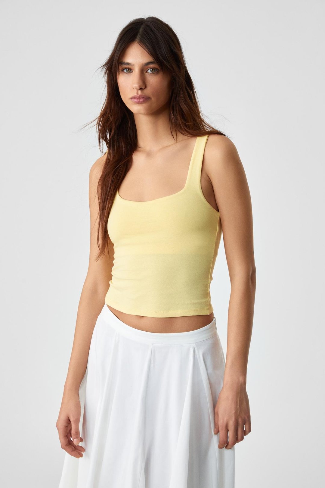 SANUKI Kadın Slim Kısa Oyuk Yaka Sarı Büstiyer