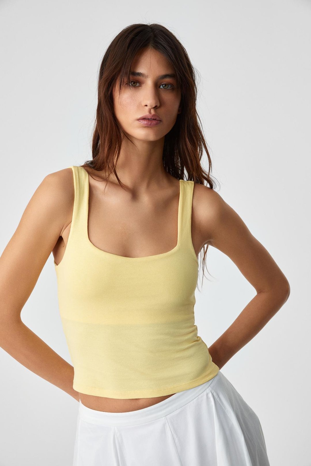 SANUKI Kadın Slim Kısa Oyuk Yaka Sarı Büstiyer