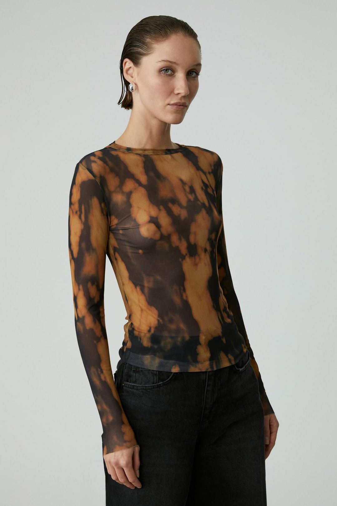 SARAI Kadın Desenli Uzun Kollu Slim Fit Desenli Bluz