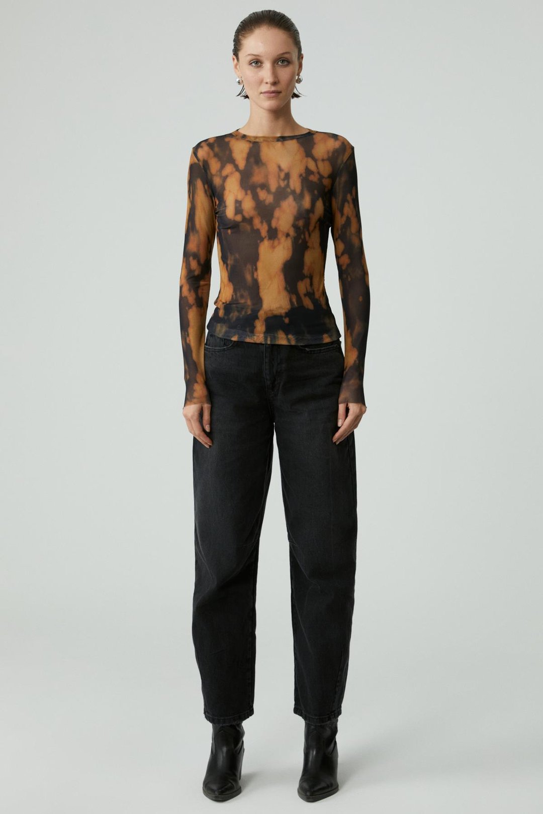 SARAI Kadın Desenli Uzun Kollu Slim Fit Desenli Bluz