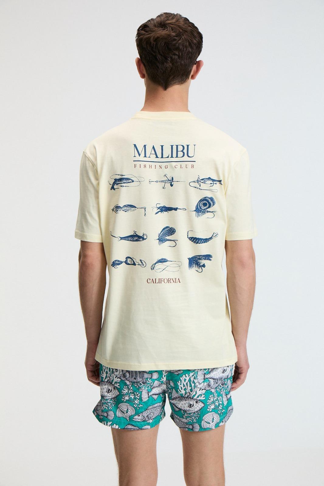 SAVOR Erkek Oversize %100 Pamuk Baskılı Yuvarlak Yaka Sarı T-Shirt