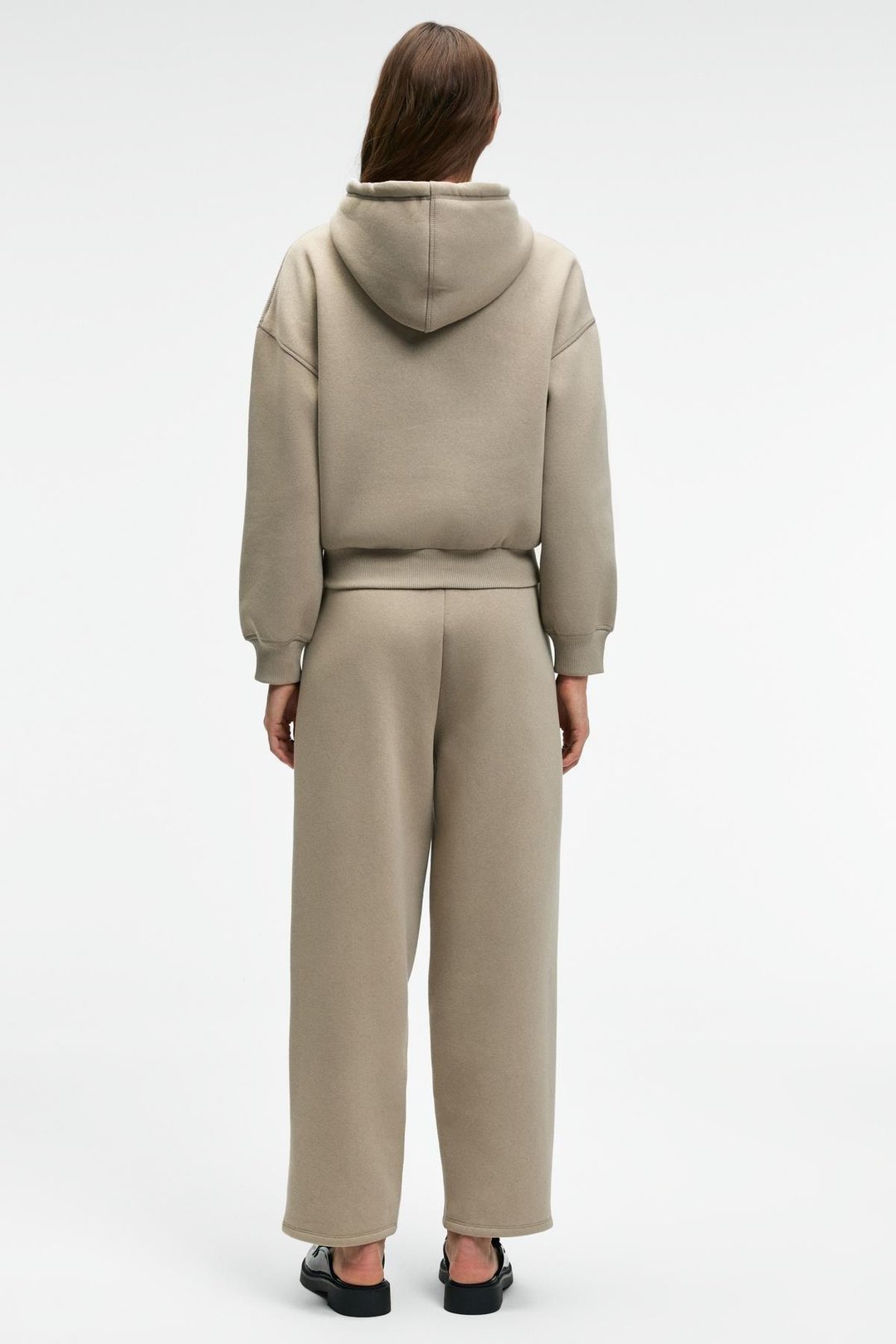 SELENE Kadın Kapüşonlu Kangru Cepli Regular Fit Taş Rengi Sweatshirt