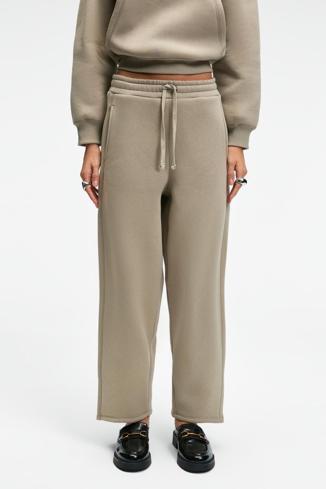 SELORIN Kadın Baggy Çift Cepli Taş Rengi Eşofman Altı