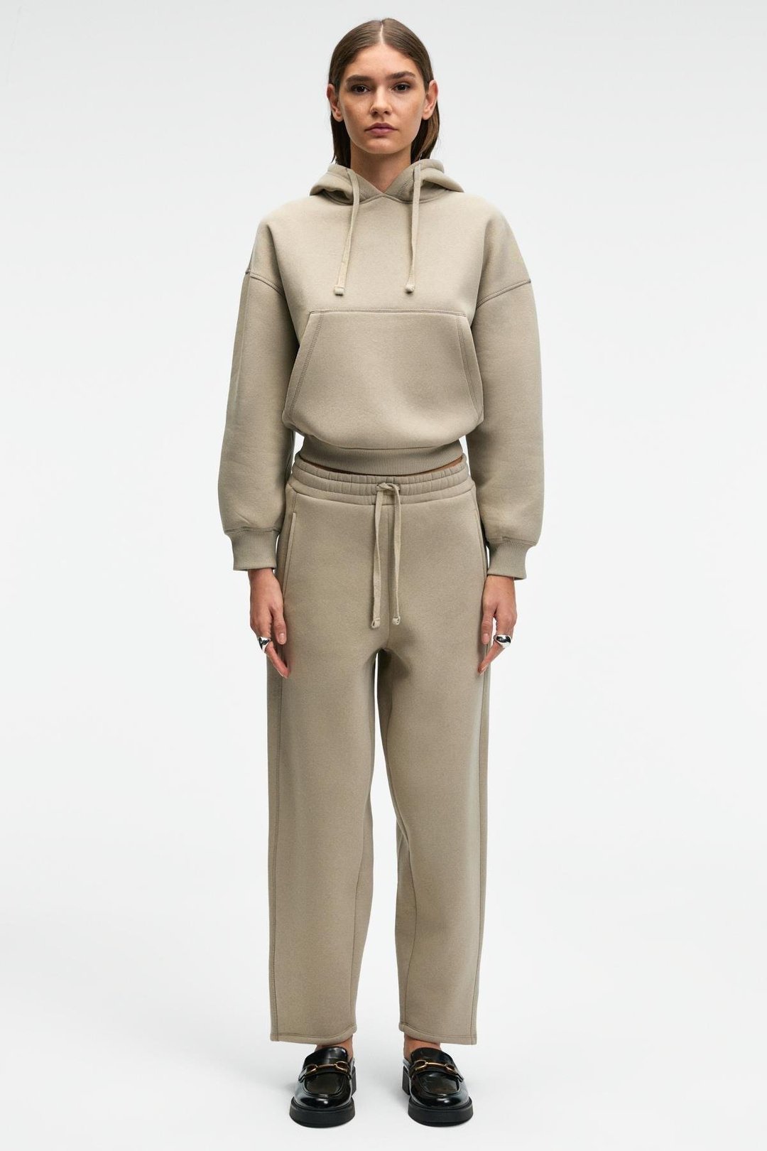 SELORIN Kadın Baggy Çift Cepli Taş Rengi Eşofman Altı