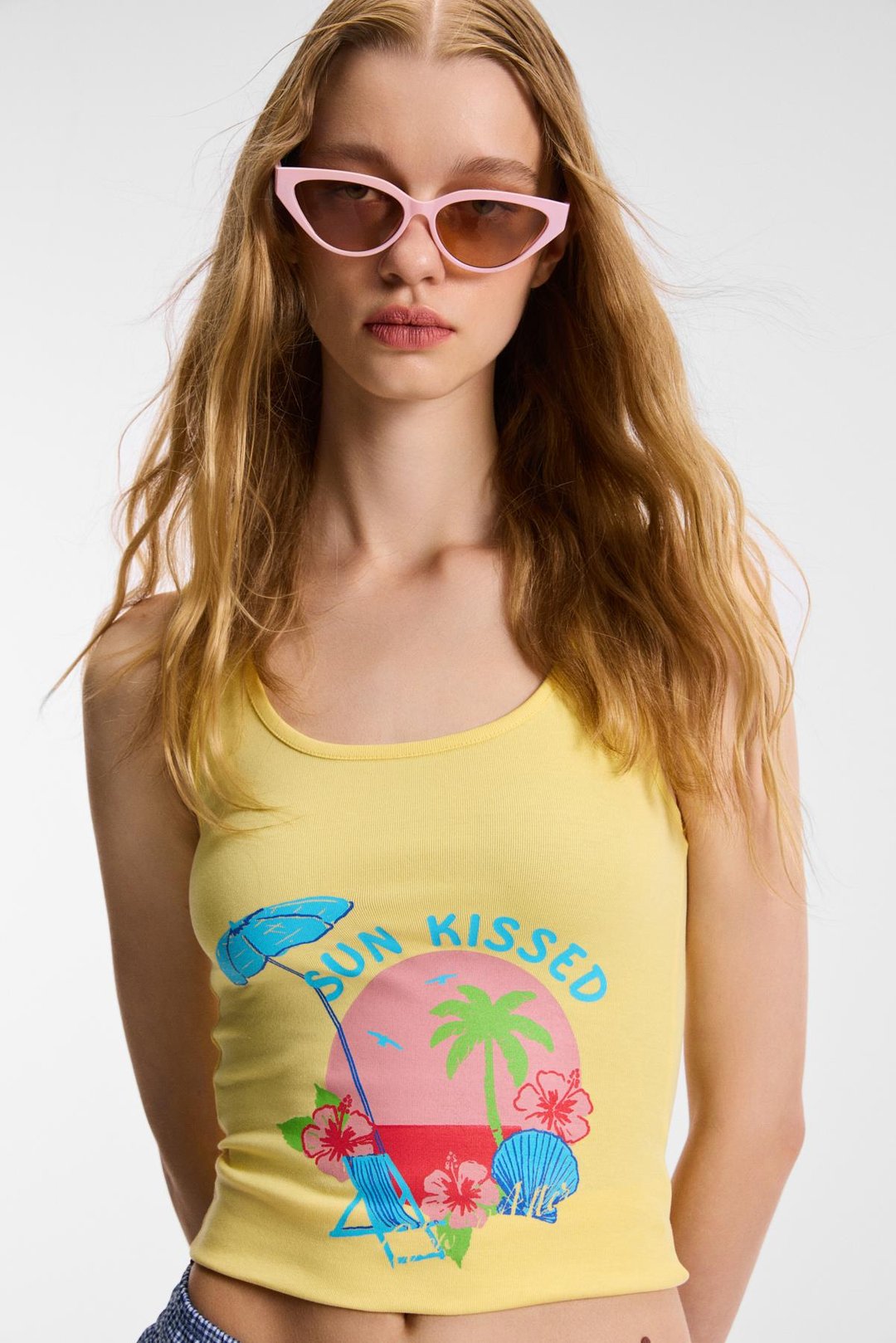 SEPHIRA Kadın Oyuk Yakalı Yumuşak Kumaşlı Slim Fit Sarı Atlet