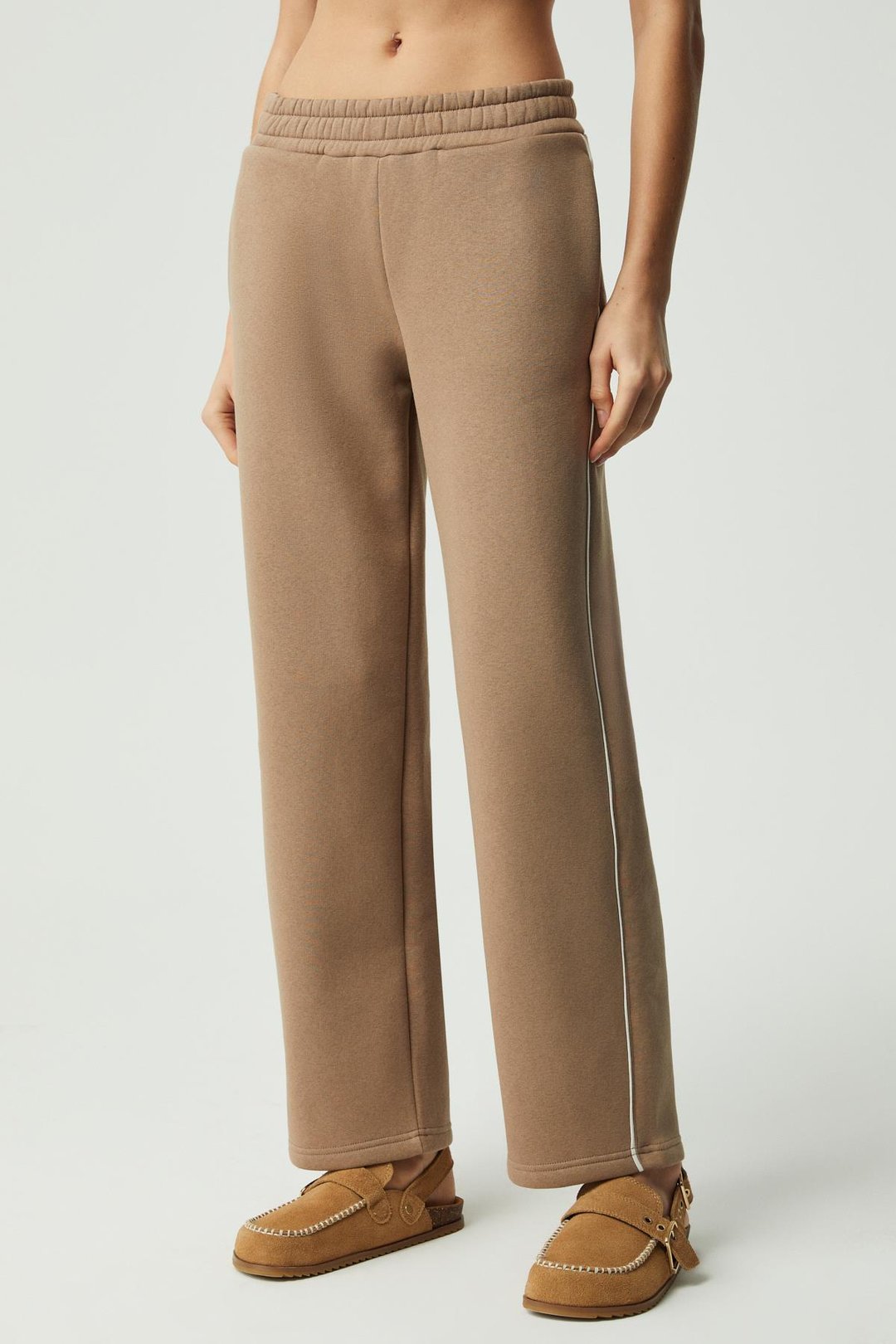 SHARID Kadın Relaxed Biyeli Geniş Paça Vizon Pantolon