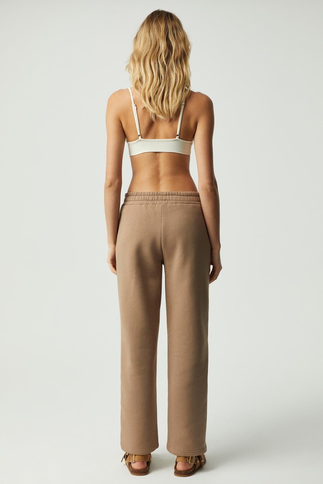 SHARID Kadın Relaxed Biyeli Geniş Paça Vizon Pantolon