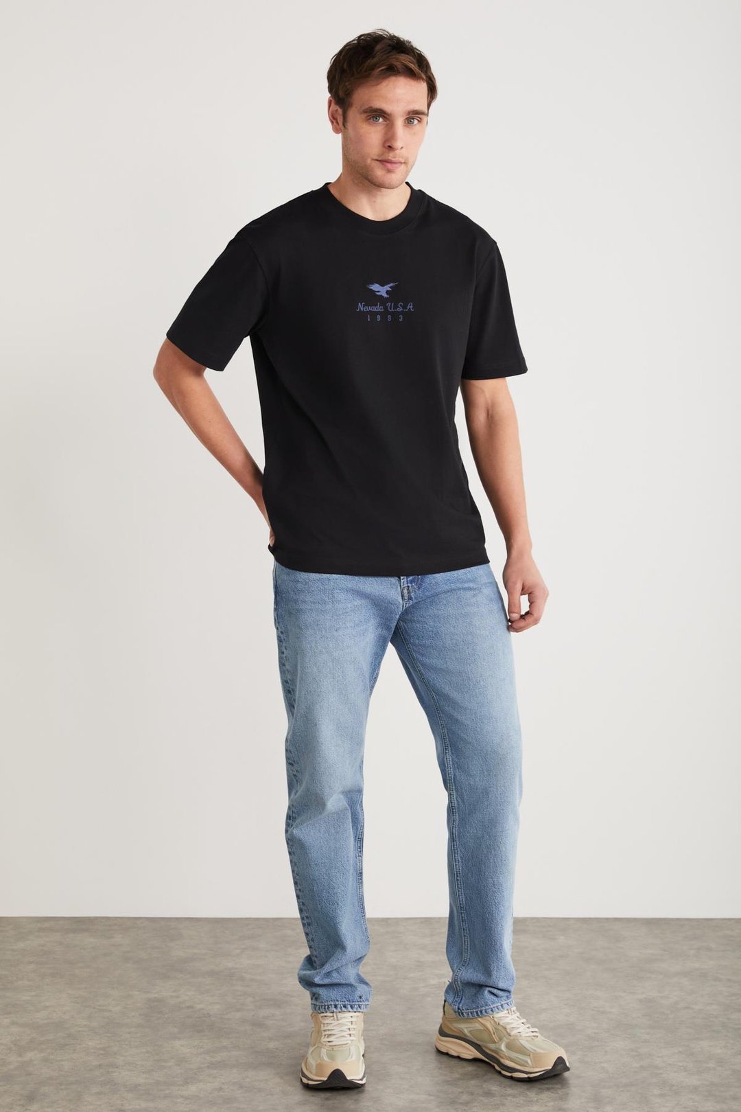 SHELDON Basic Regular Siyah Tekli T-Shirt