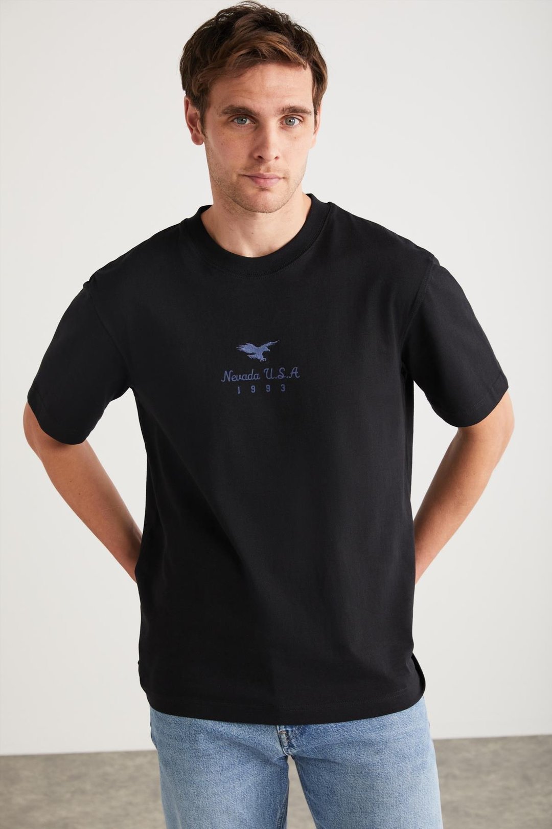 SHELDON Basic Regular Siyah Tekli T-Shirt