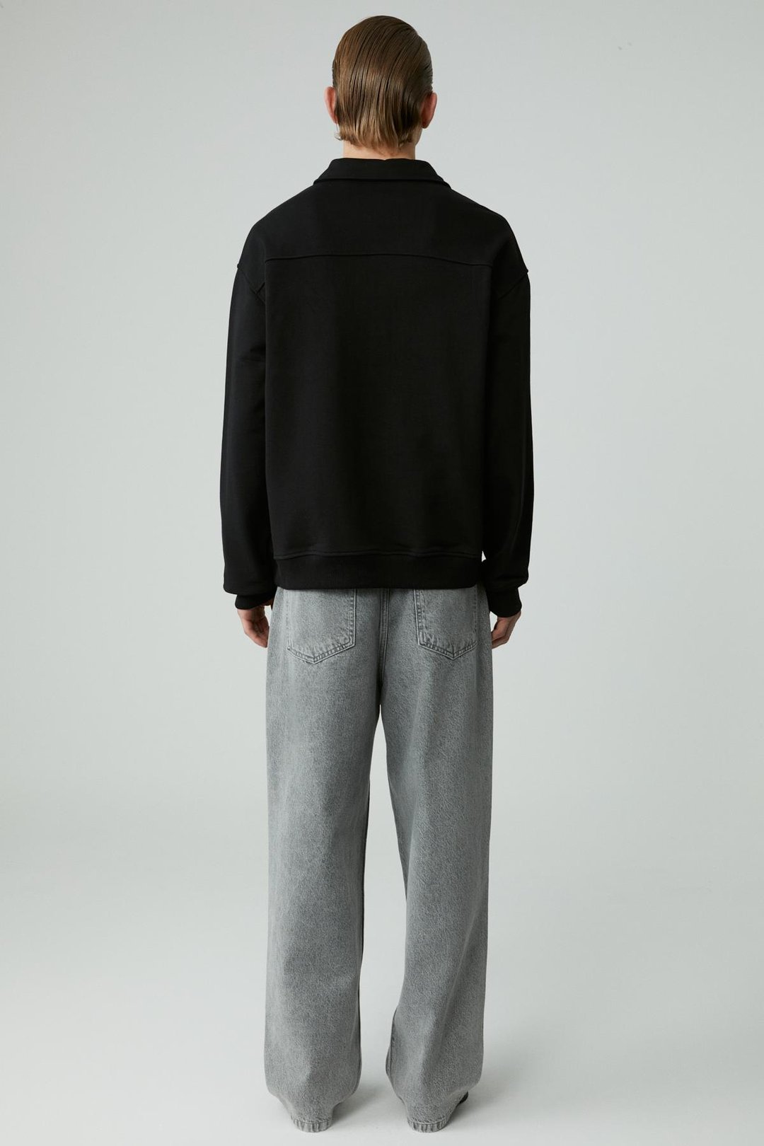 SHIFTD Erkek Bisiklet Yaka Uzun Kollu Fermuarlı Siyah Sweatshirt