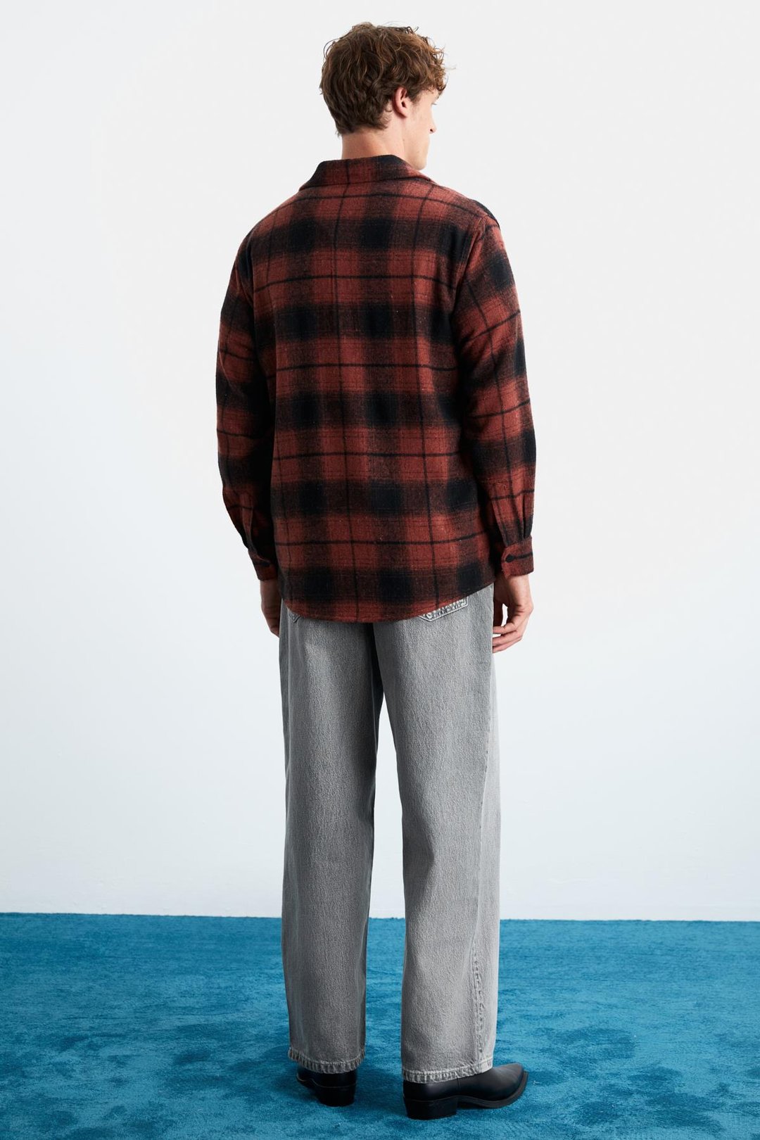 SIMONI Erkek Relaxed Fit Oduncu Gömlek Yaka Sıcak Tutan Kiremit Rengi Gömlek