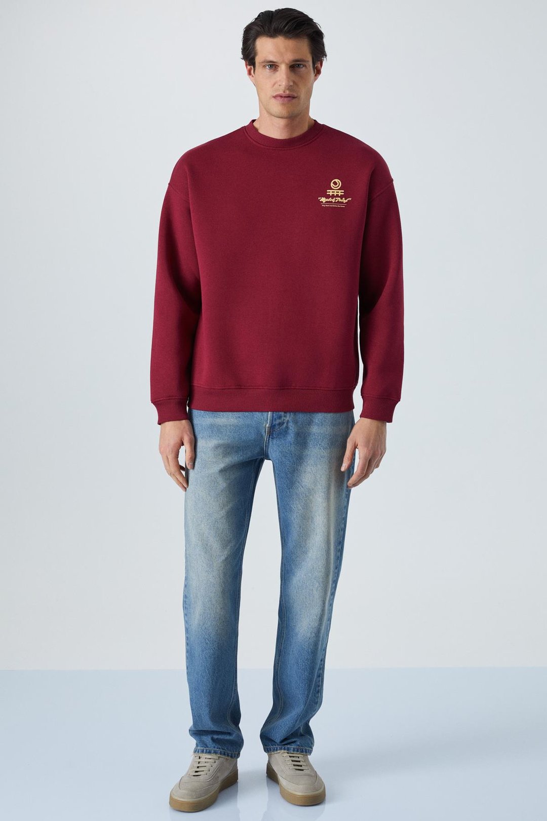 SINNER Erkek Yumuşacık Kumaşlı Bordo Sweatshirt