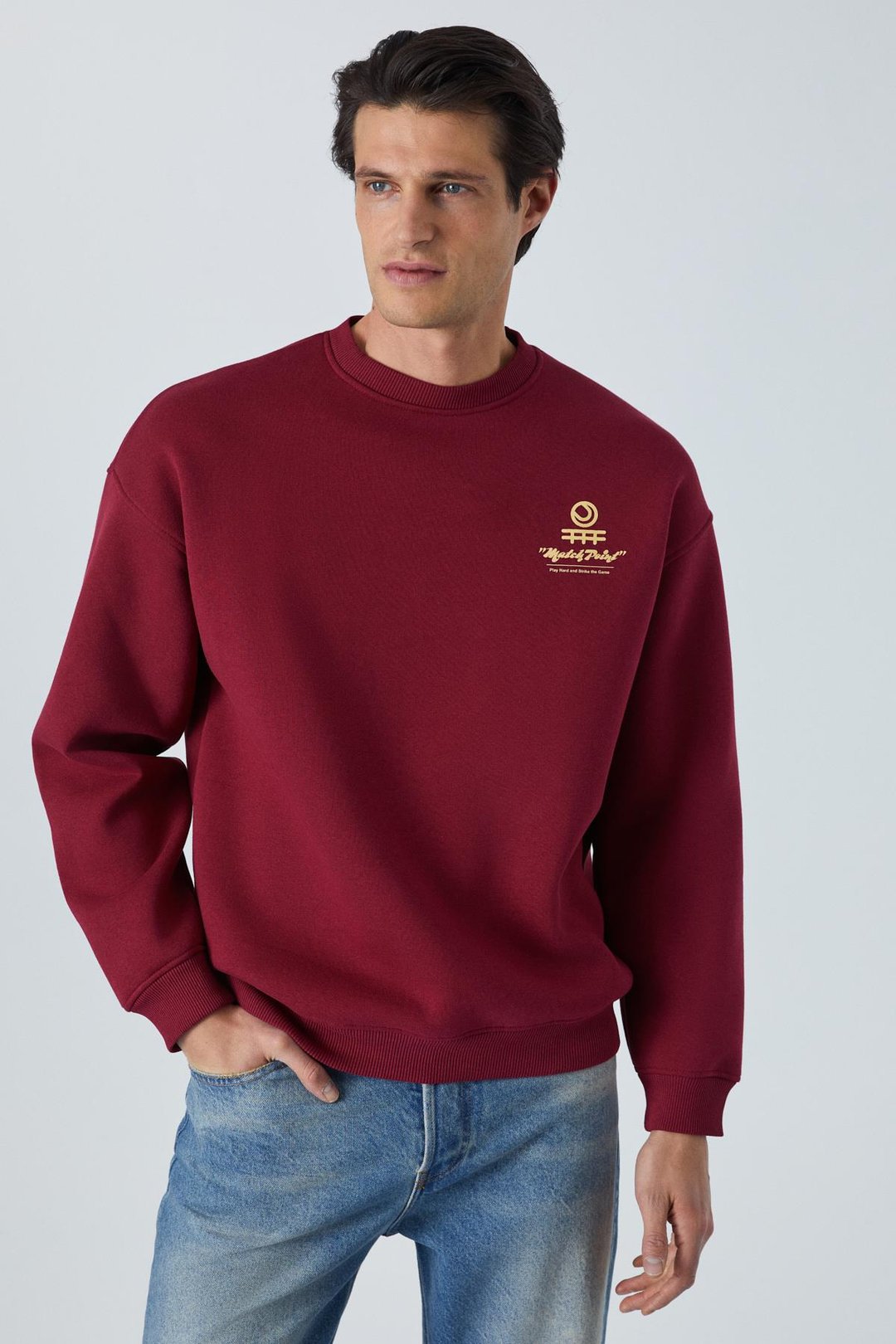 SINNER Erkek Yumuşacık Kumaşlı Bordo Sweatshirt