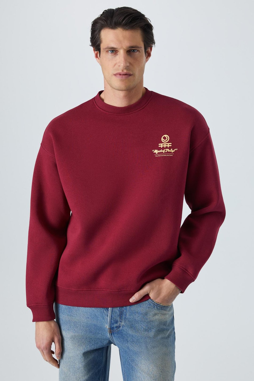 SINNER Erkek Yumuşacık Kumaşlı Bordo Sweatshirt