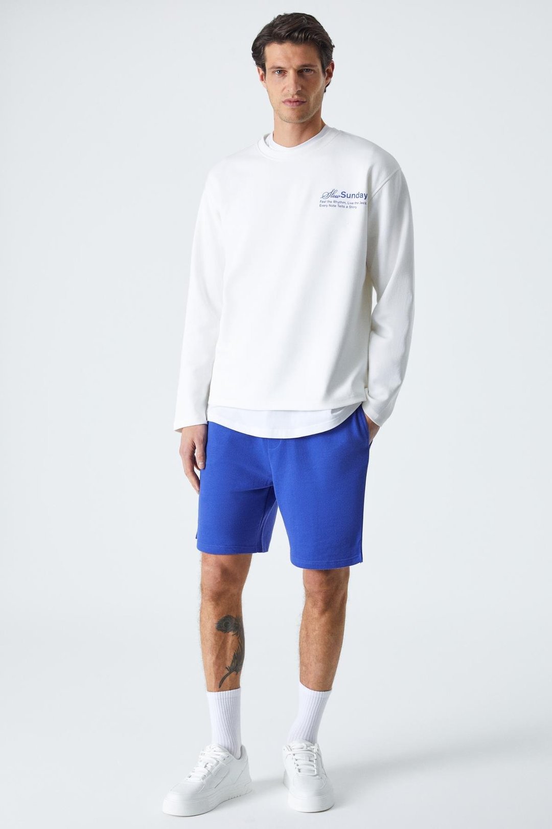 SLOWSUNDAY Erkek Baskı Detaylı Comfort Fit Bisiklet Yaka Ekru T-Shirt