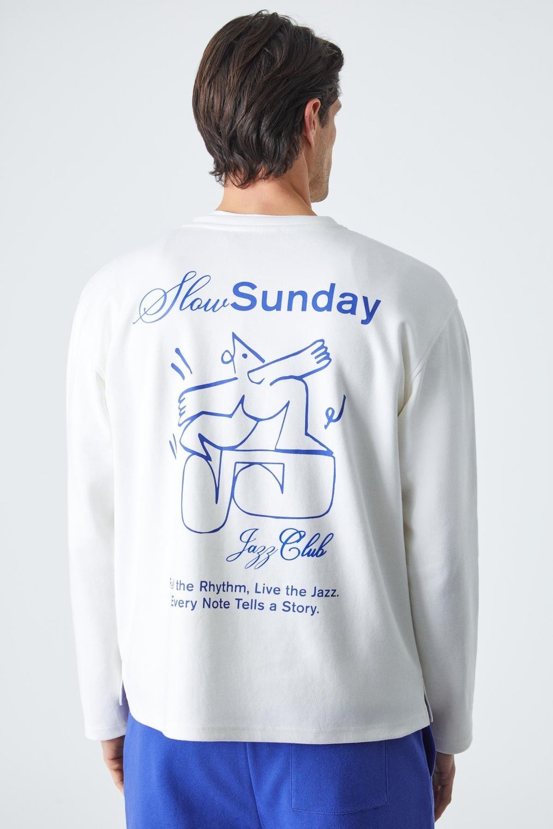 SLOWSUNDAY Erkek Baskı Detaylı Comfort Fit Bisiklet Yaka Ekru T-Shirt