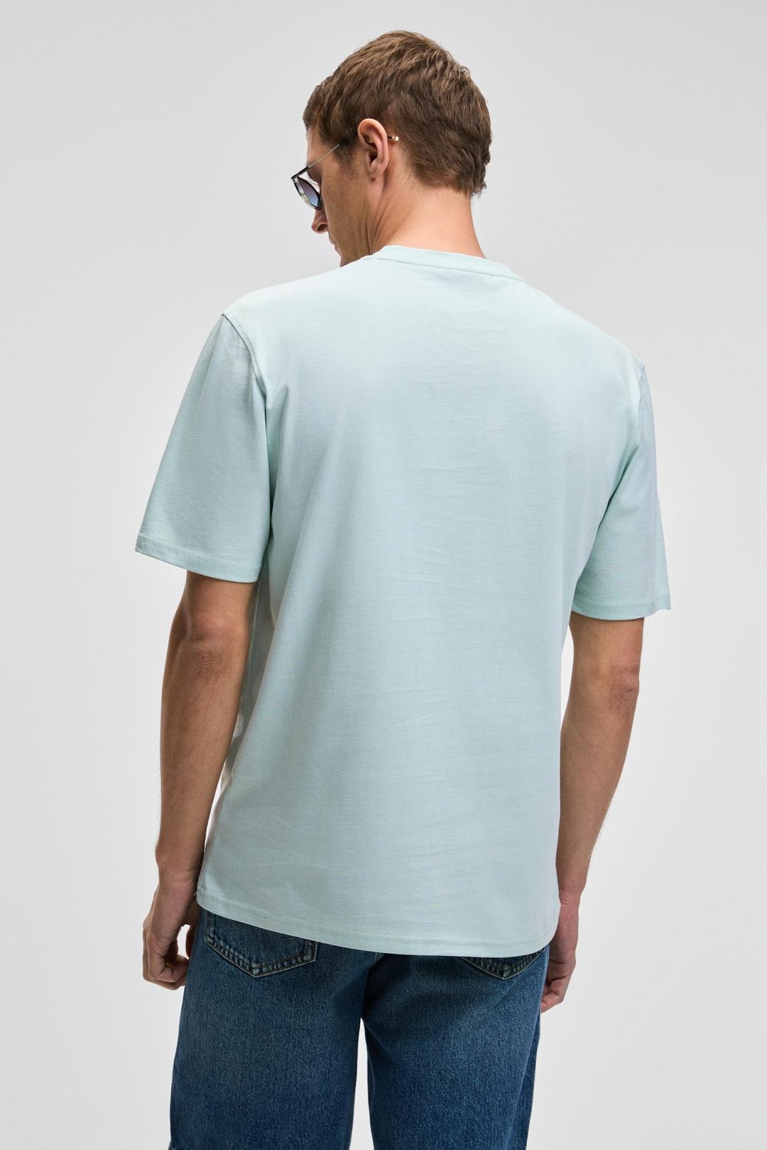 SONORA Erkek Baskı Detaylı %100 Organik Pamuk Regular Fit Kısa Kollu Açık Yeşil T-Shirt