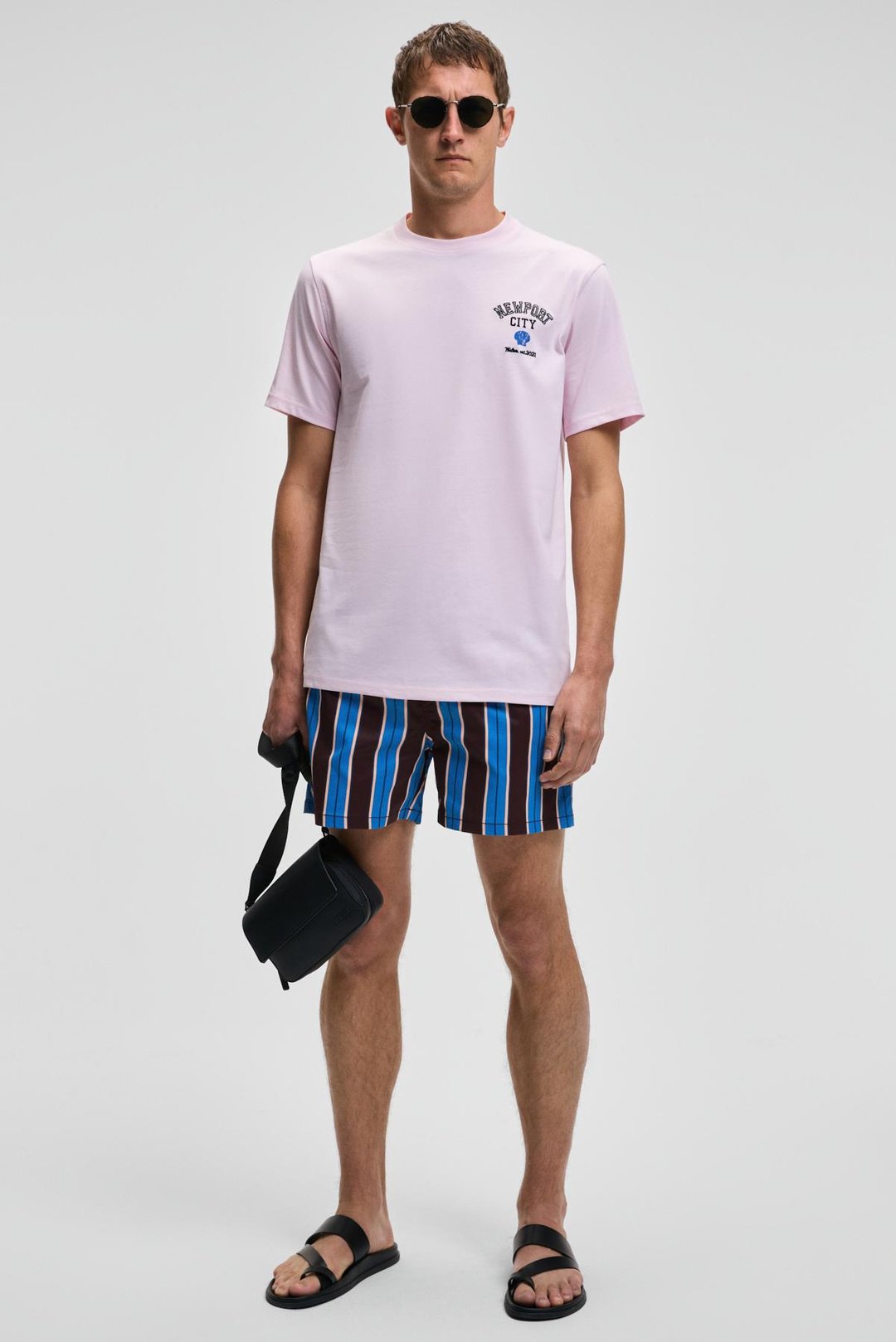 SONORA Erkek Baskı Detaylı %100 Organik Pamuk Regular Fit Kısa Kollu Pembe T-Shirt