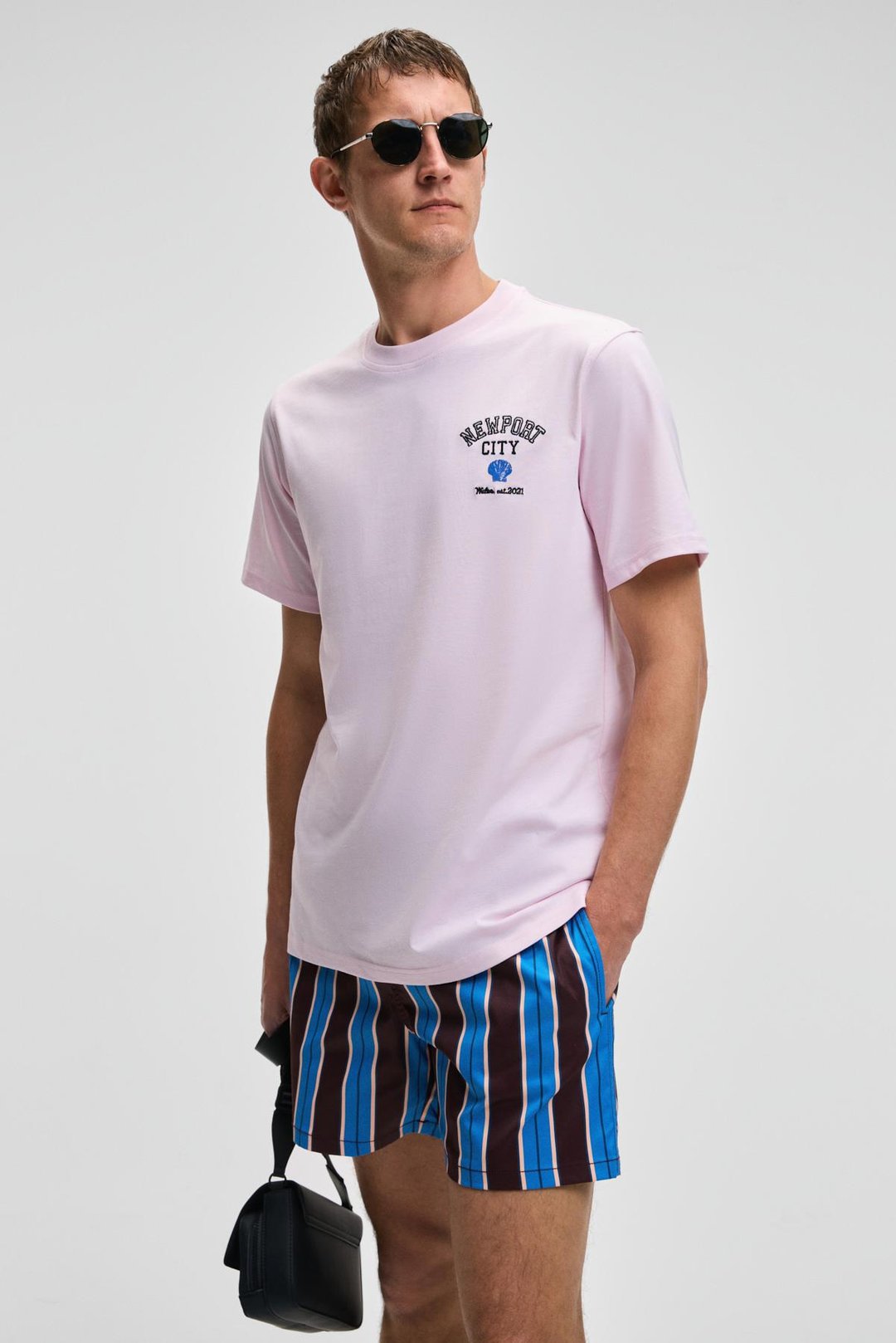 SONORA Erkek Baskı Detaylı %100 Organik Pamuk Regular Fit Kısa Kollu Pembe T-Shirt