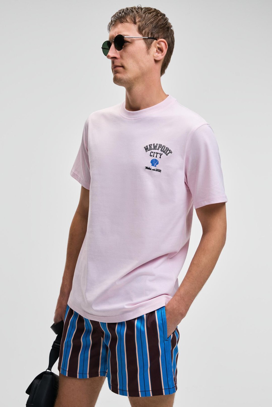 SONORA Erkek Baskı Detaylı %100 Organik Pamuk Regular Fit Kısa Kollu Pembe T-Shirt