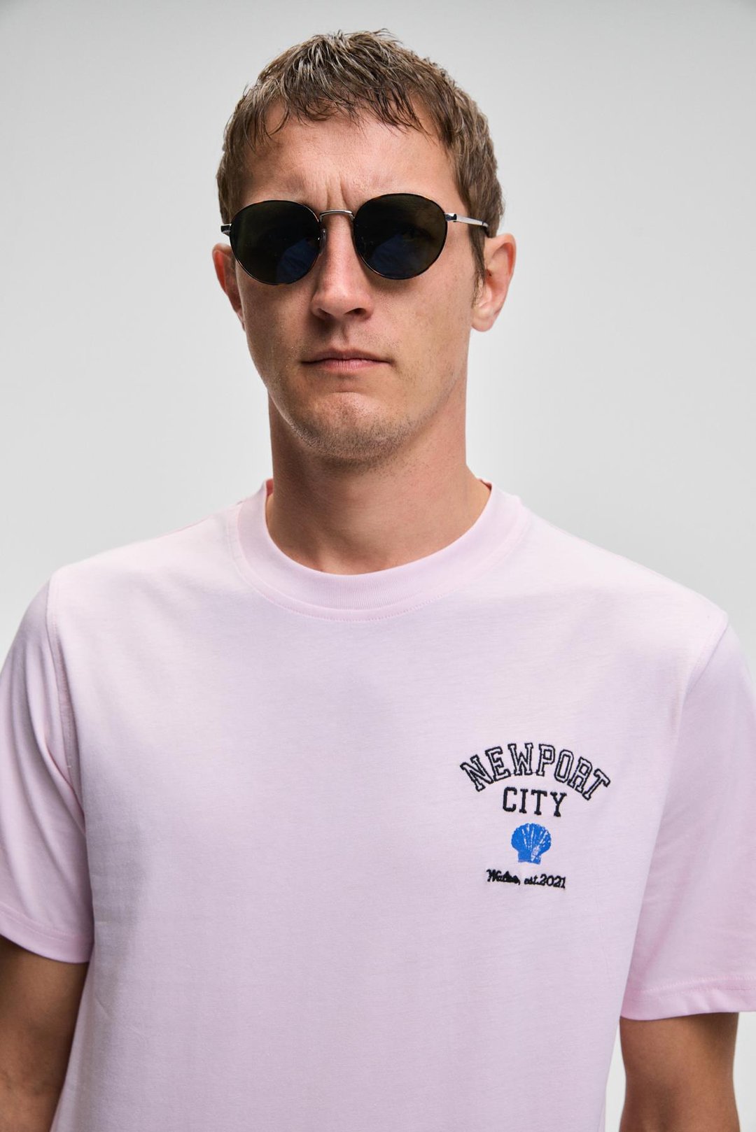 SONORA Erkek Baskı Detaylı %100 Organik Pamuk Regular Fit Kısa Kollu Pembe T-Shirt