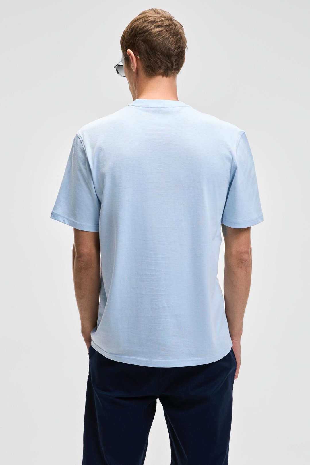 SONORA Erkek Baskı Detaylı %100 Organik Pamuk Regular Fit Kısa Kollu Mavi T-Shirt