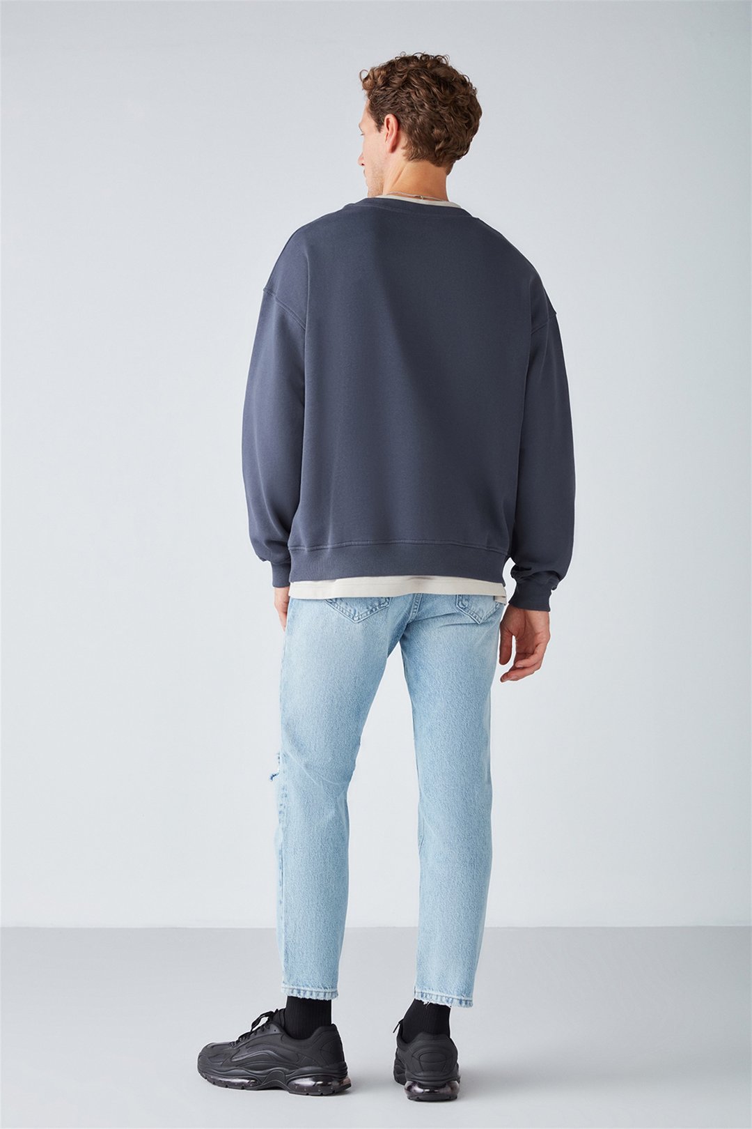 STEPHAN Örme Oversize Antrasit  Sweatshirt