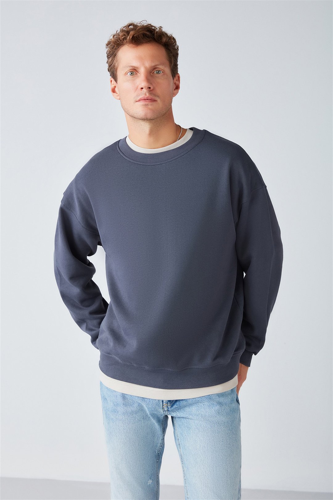 STEPHAN Örme Oversize Antrasit  Sweatshirt