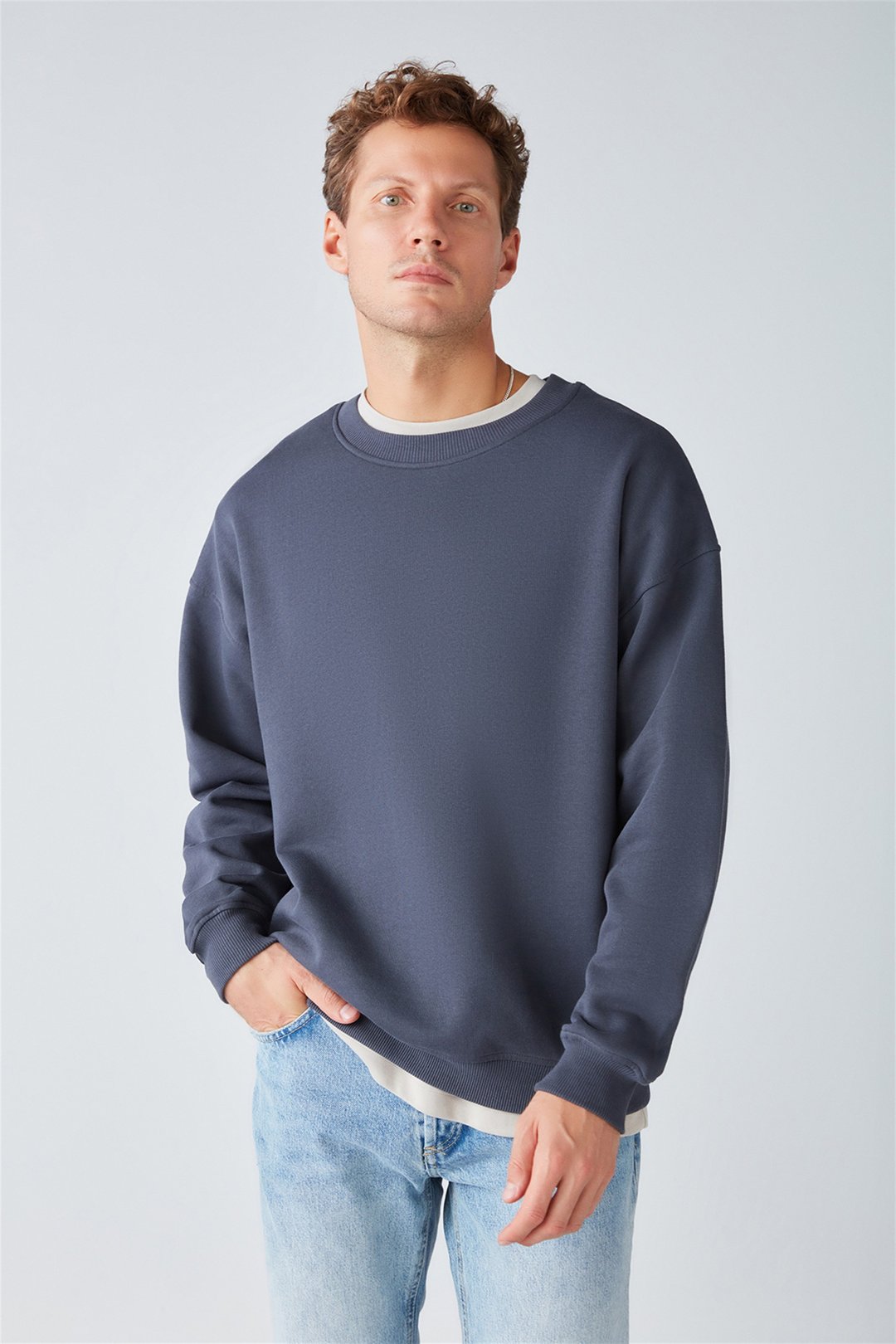 STEPHAN Örme Oversize Antrasit  Sweatshirt