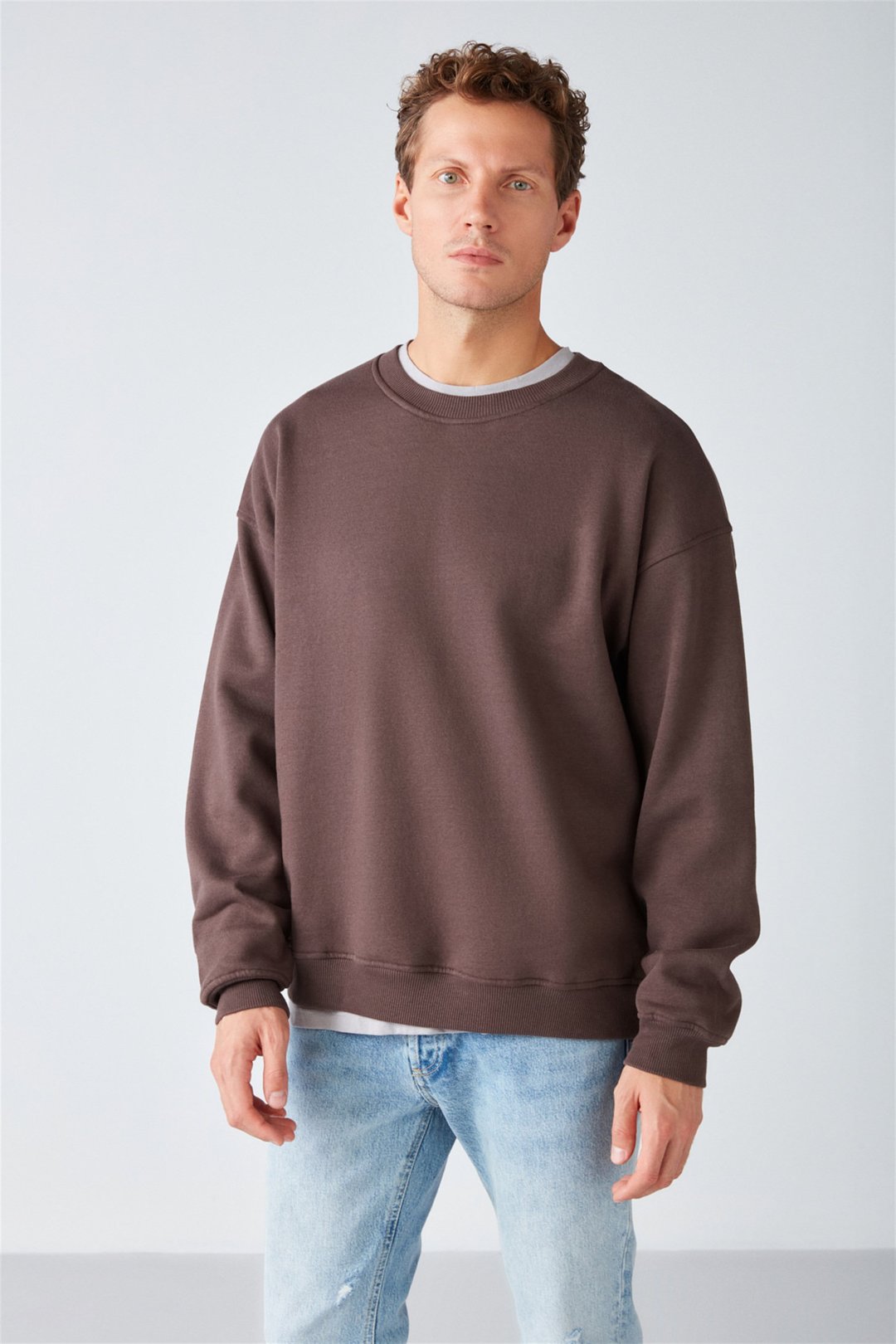 STEPHAN Örme Oversize Kahverengi  Sweatshirt
