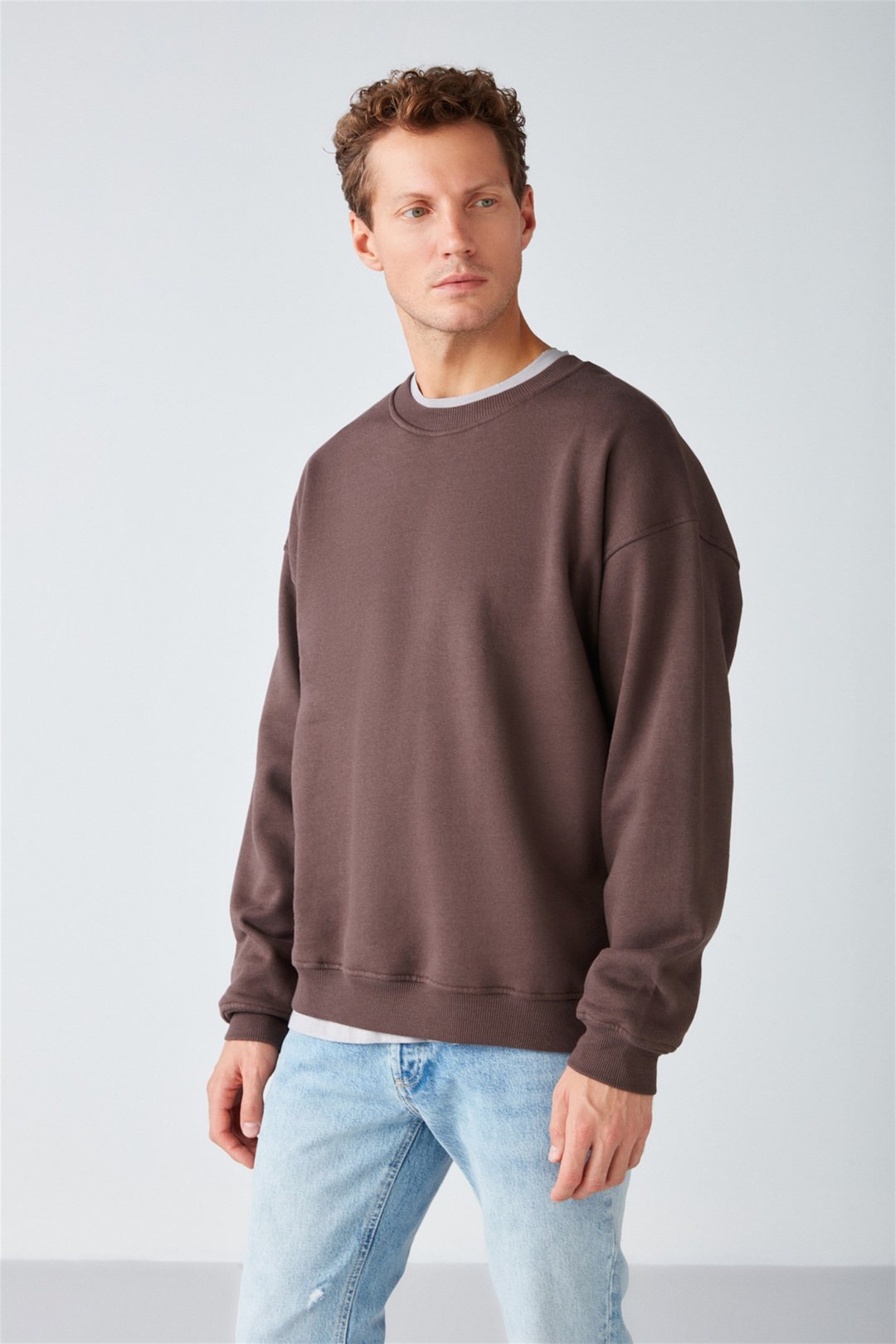 STEPHAN Örme Oversize Kahverengi  Sweatshirt