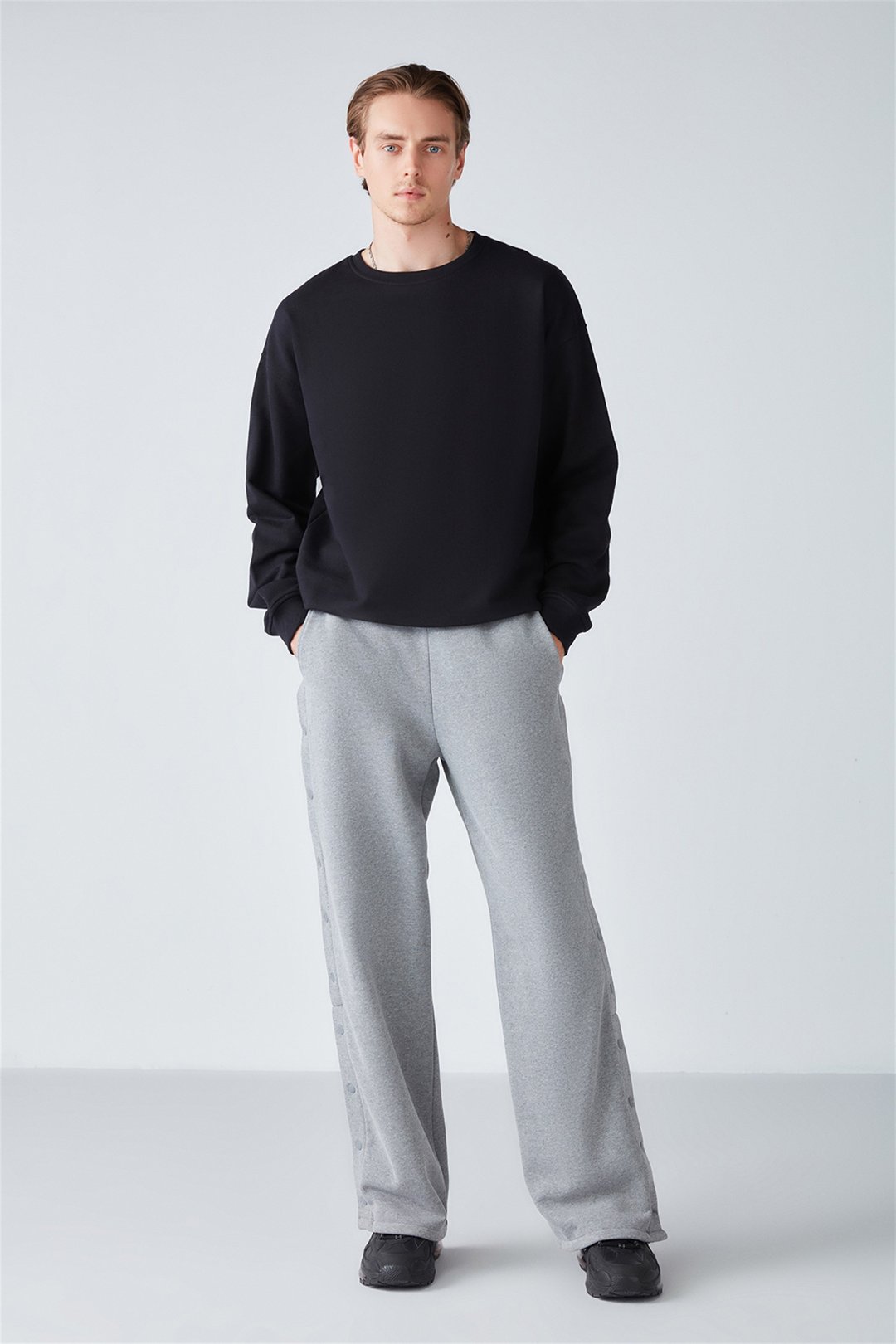 STEPHAN Örme Oversize Siyah  Sweatshirt