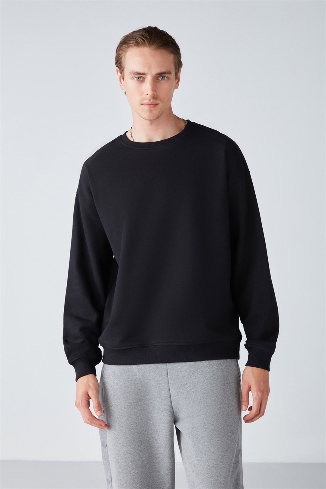 STEPHAN Örme Oversize Siyah  Sweatshirt