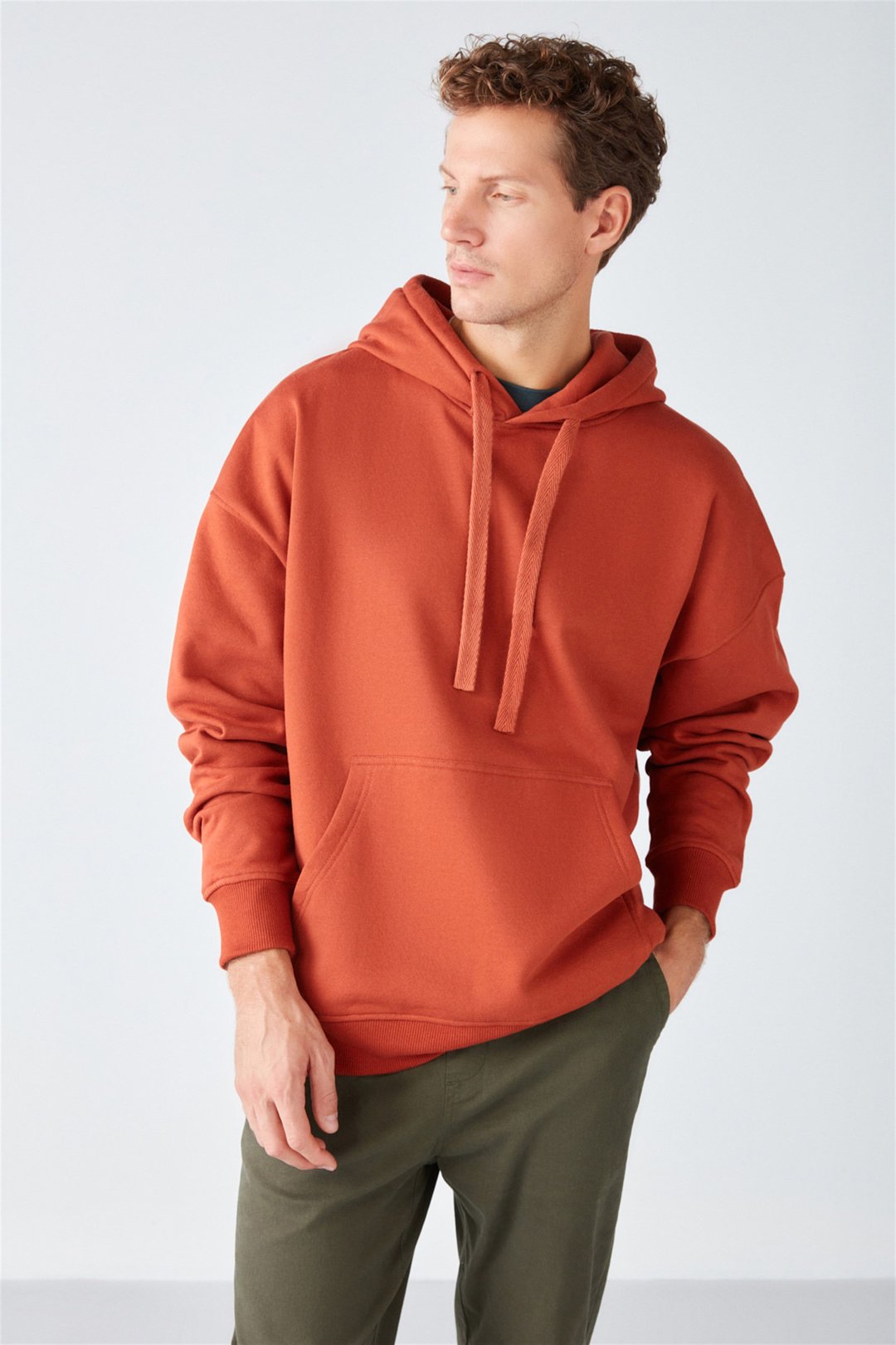 STEVE Örme Oversize Kiremit Rengi  Sweatshirt