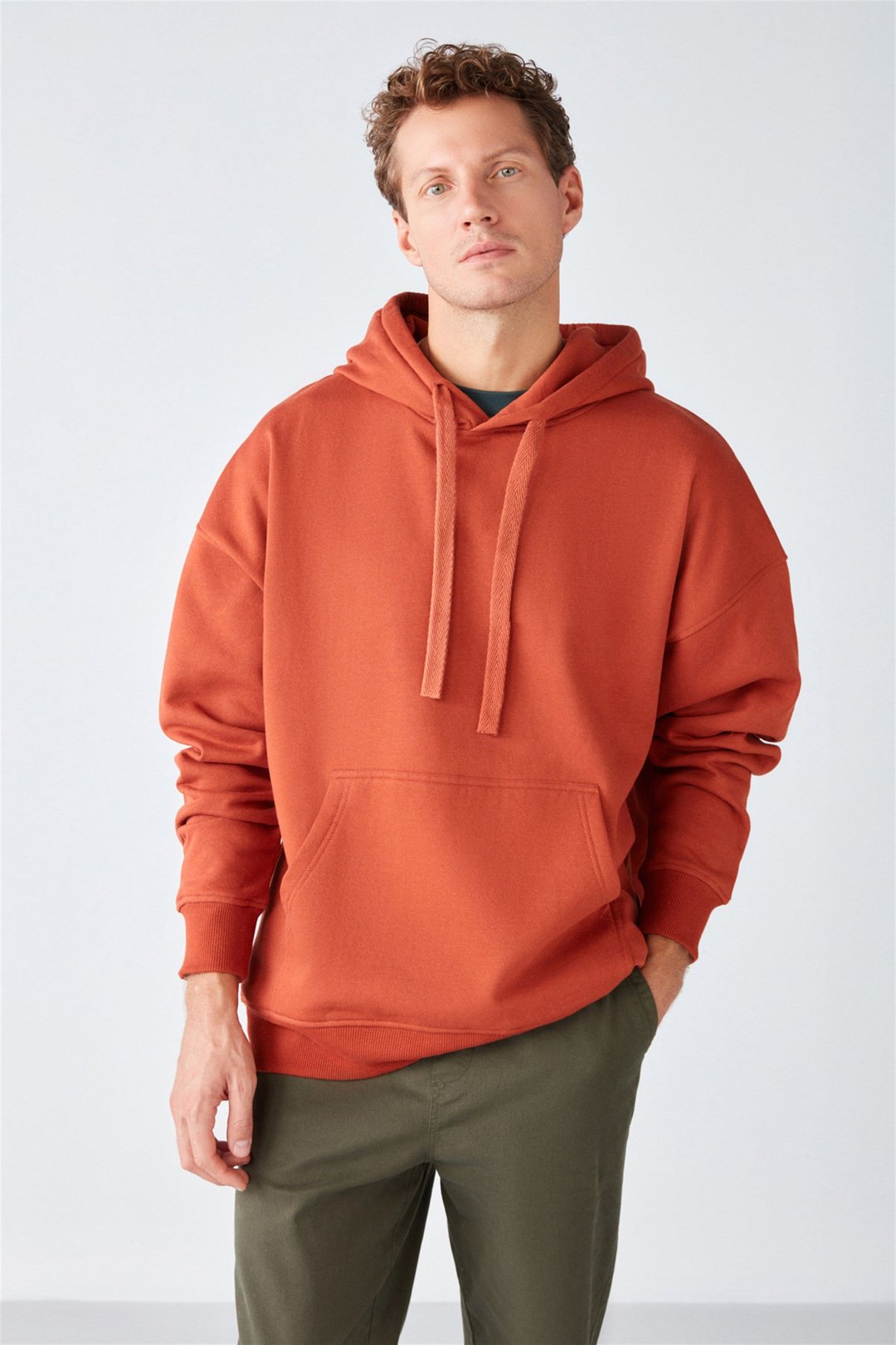 STEVE Örme Oversize Kiremit Rengi  Sweatshirt
