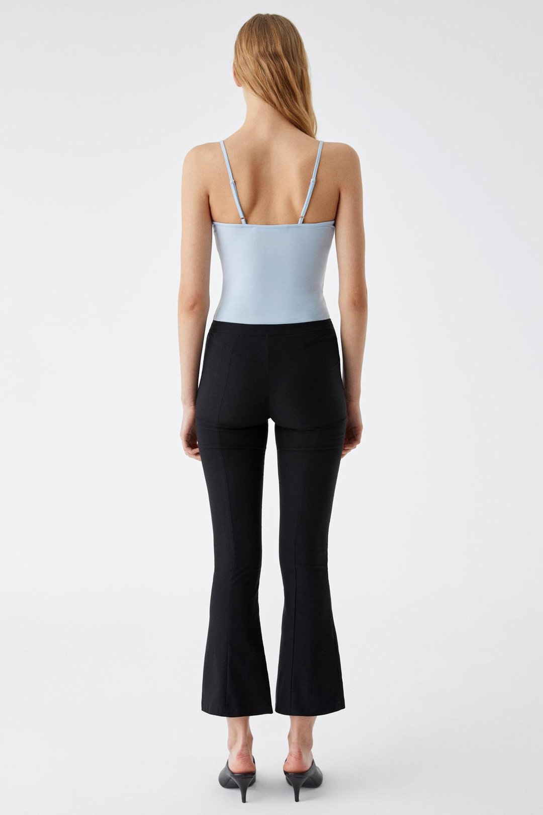 SULEJE Kadın Askılı Yaka Kolsuz Slim Kısa Mavi Büstiyer