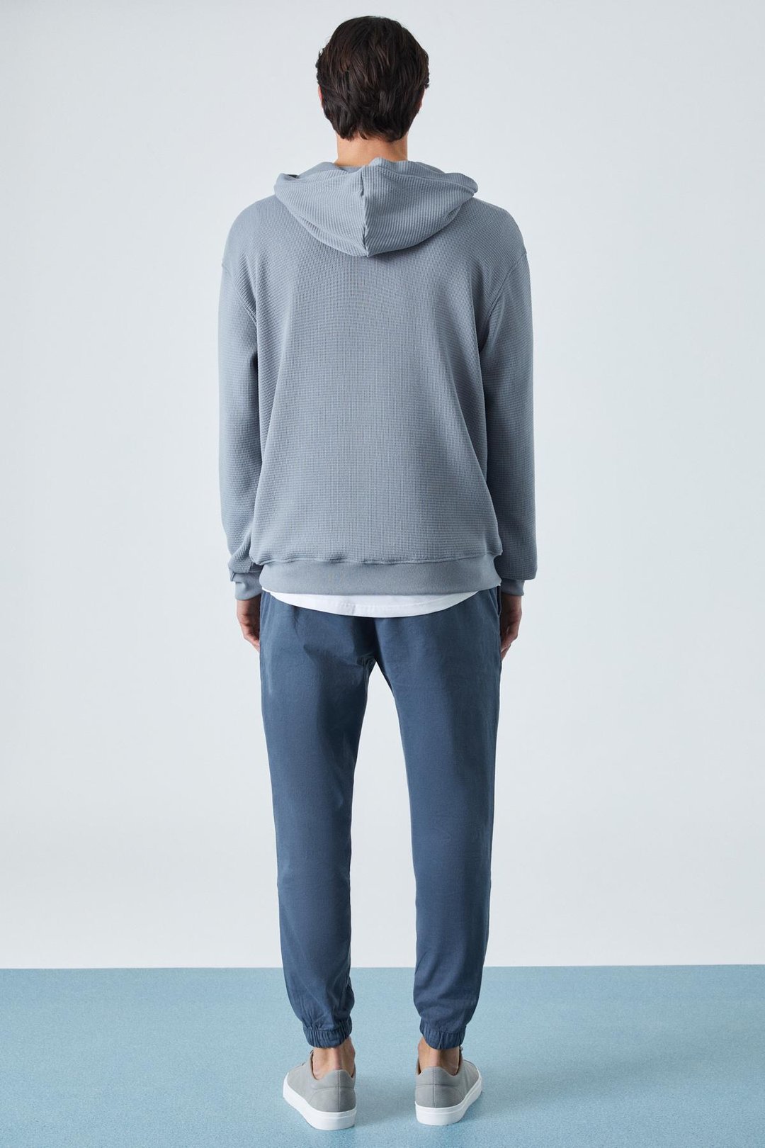 SUSTAINY Erkek Oversize Kapüşonlu Uzun Kollu Gri Sweatshirt