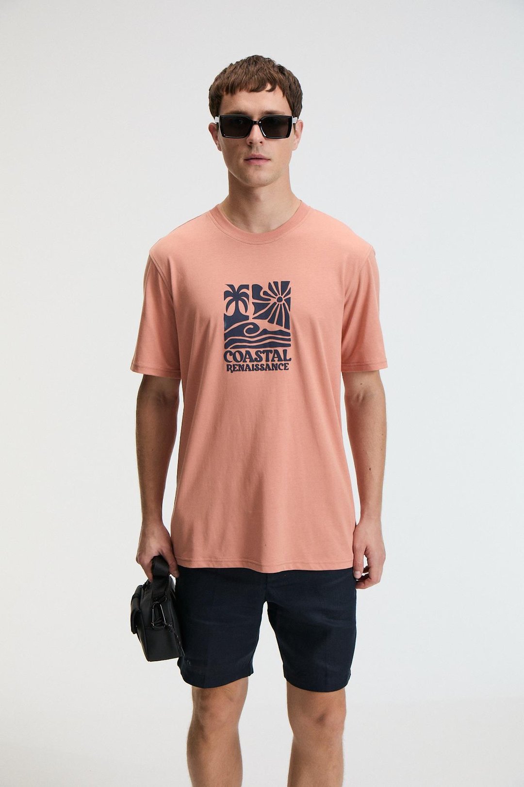 SWEET Erkek %100 Pamuk Oversize Fit Baskılı Kısa Kollu Yuvarlak Yakalı Yavruağzı T-Shirt