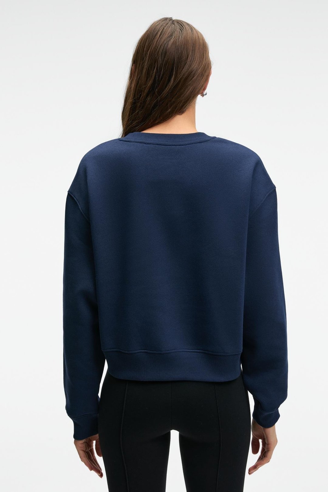 TALMERA Kadın Önü Baskılı Yuvarlak Yaka Lacivert Sweatshirt