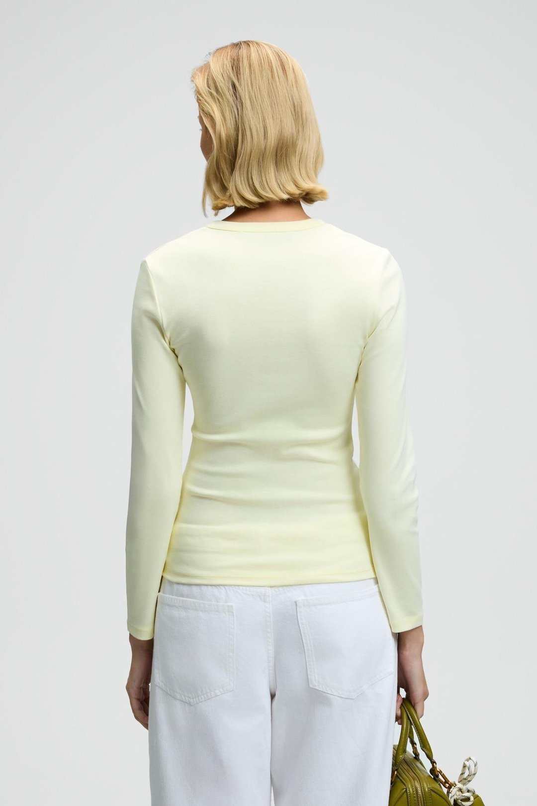 TALUVIA Kadın Esnek Kumaşlı Vücuda Oturan Slim Fit Düğmeli Sarı Bluz