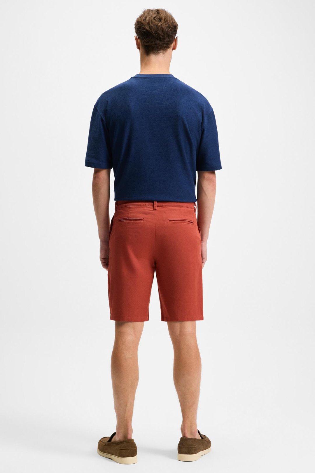 TEEMO Erkek Yanları Cepli Fermuarlı Likralı Slim Fit Kiremit Rengi Şort