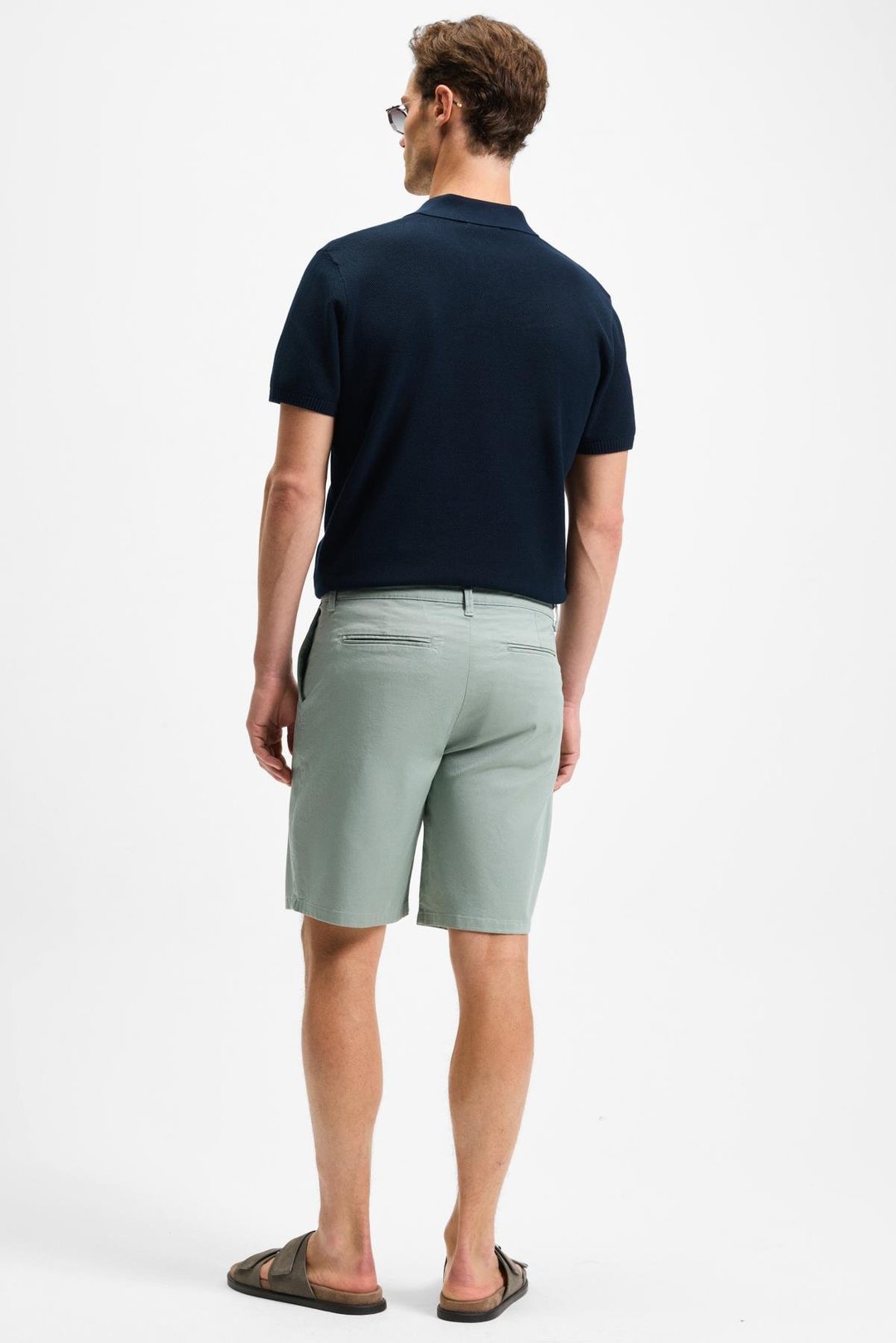 TEEMO Erkek Yanları Cepli Fermuarlı Likralı Slim Fit Yeşil Şort