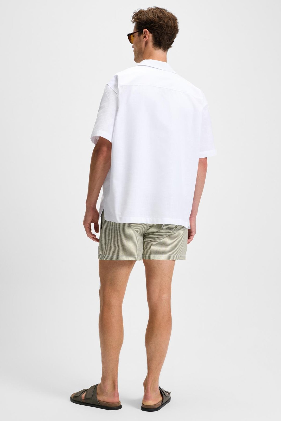 TERO Erkek %100 Pamuk Apaj Yaka Kısa Kollu Flamlı Oxford Comfort Fit Hawaii Beyaz Gömlek