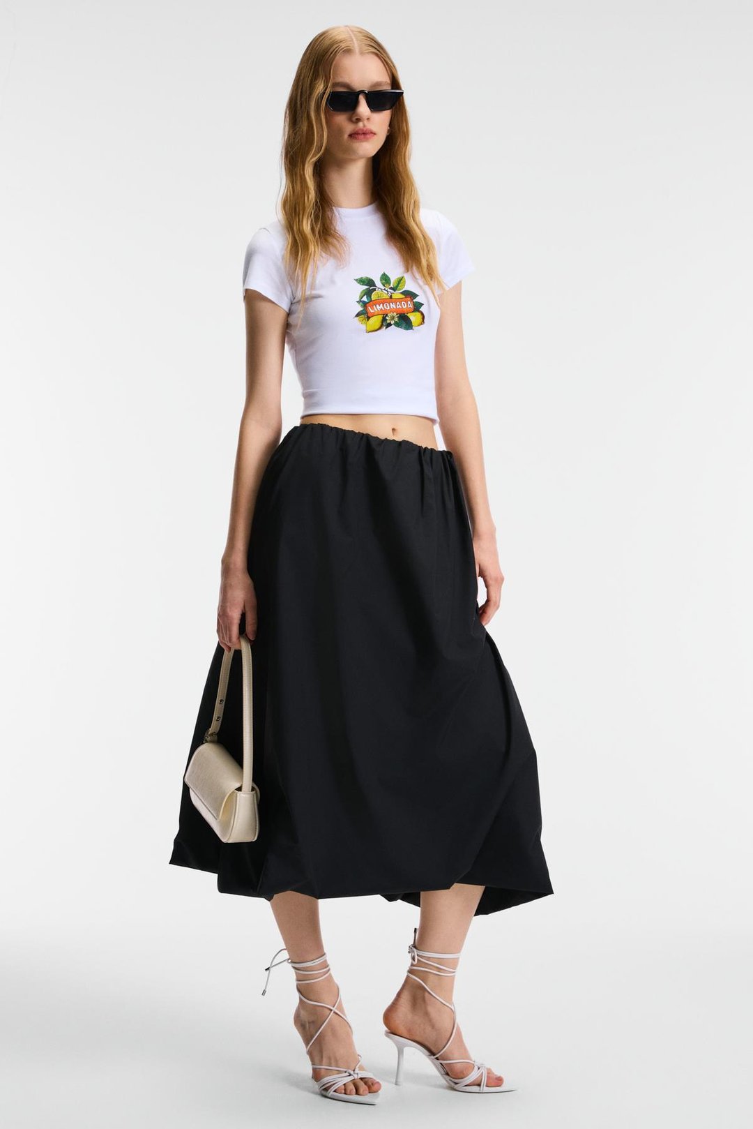 TESSIRA Kadın %100 Pamuk Bisiklet Yaka Baskılı Slim Fit Beyaz T-Shirt