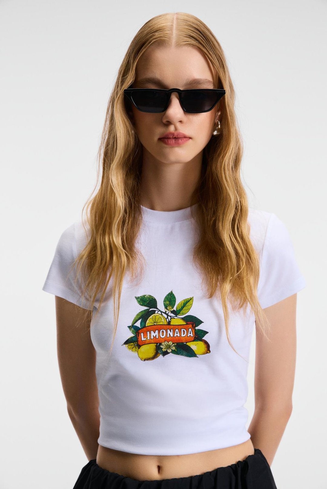 TESSIRA Kadın %100 Pamuk Bisiklet Yaka Baskılı Slim Fit Beyaz T-Shirt