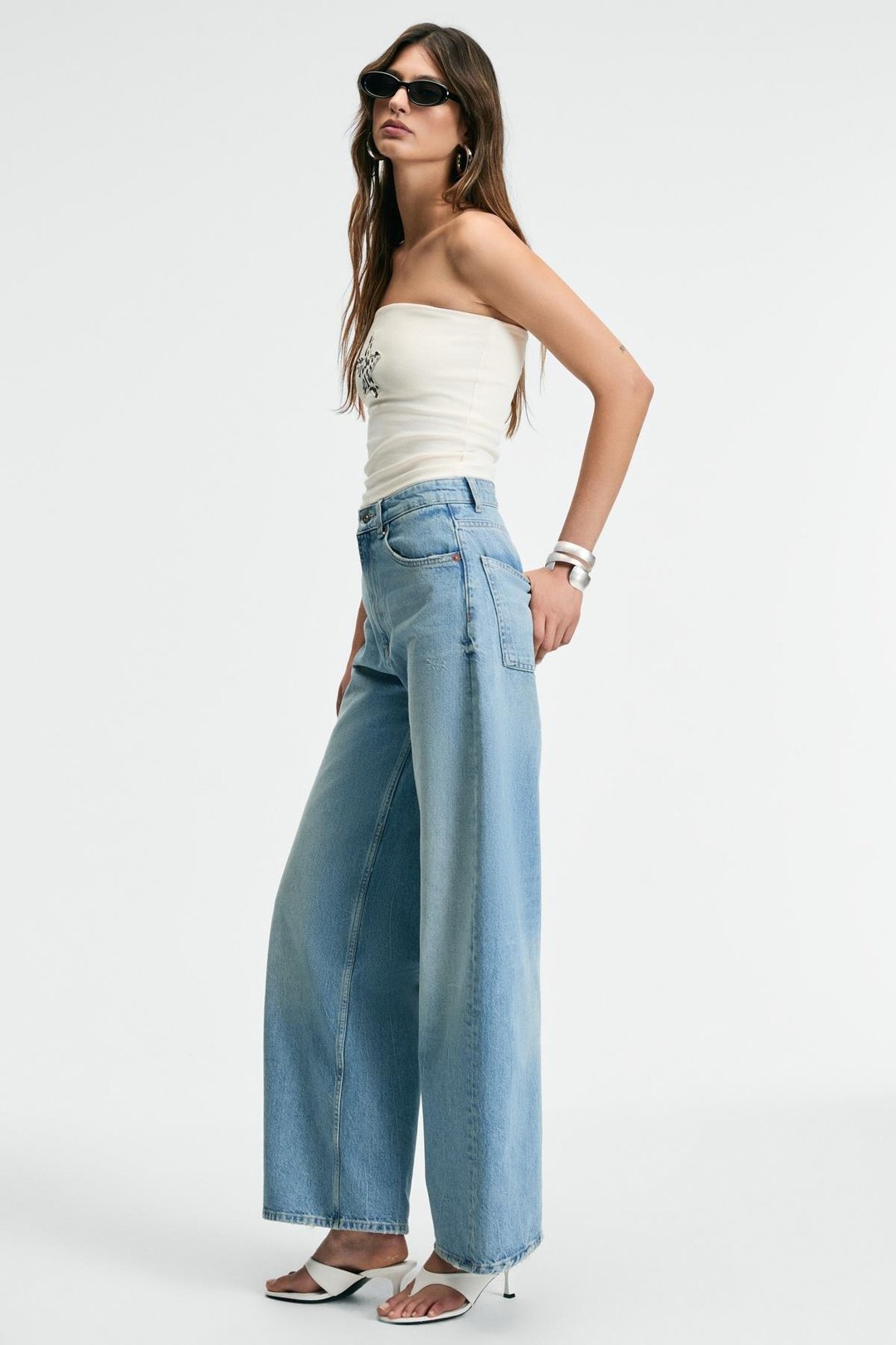 TIRAE Kadın Straplez Önü Baskılı Slim Ekru Büstiyer